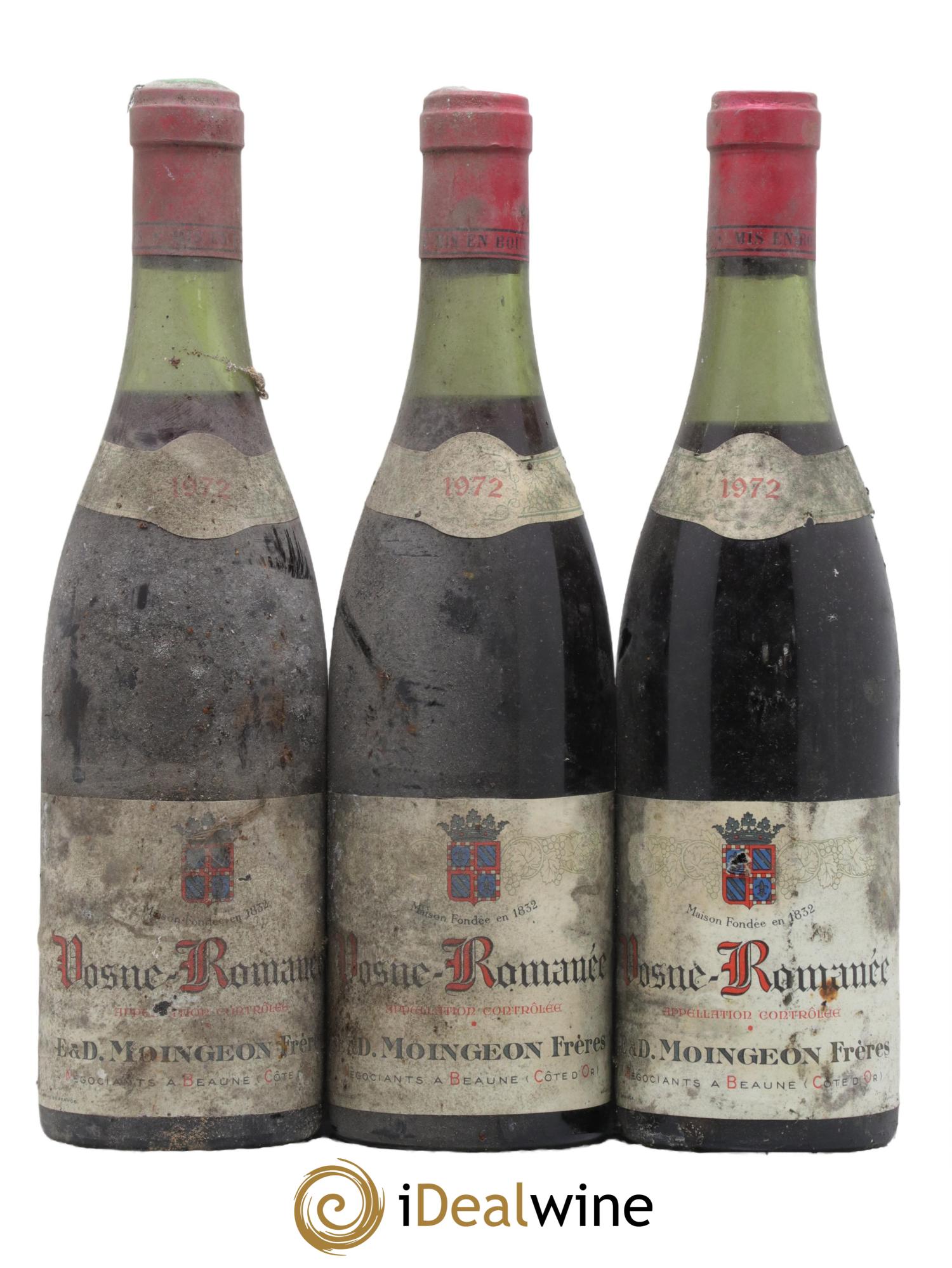 Vosne-Romanée Domaine Moingeon Frères 1972 - Lot de 3 bouteilles - 0