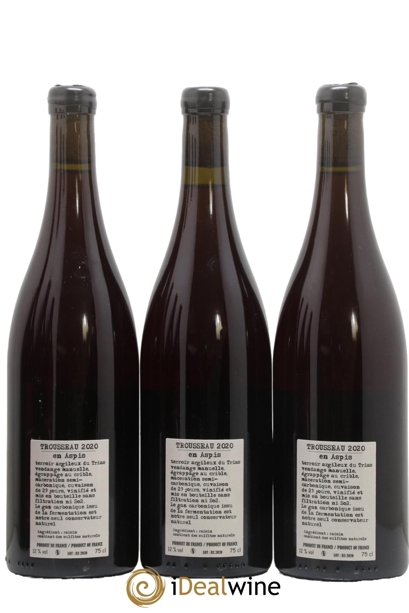 Arbois Pupillin Trousseau En Aspis Adeline Houillon & Renaud Bruyère 2020 - Lotto di 3 bottiglie - 1