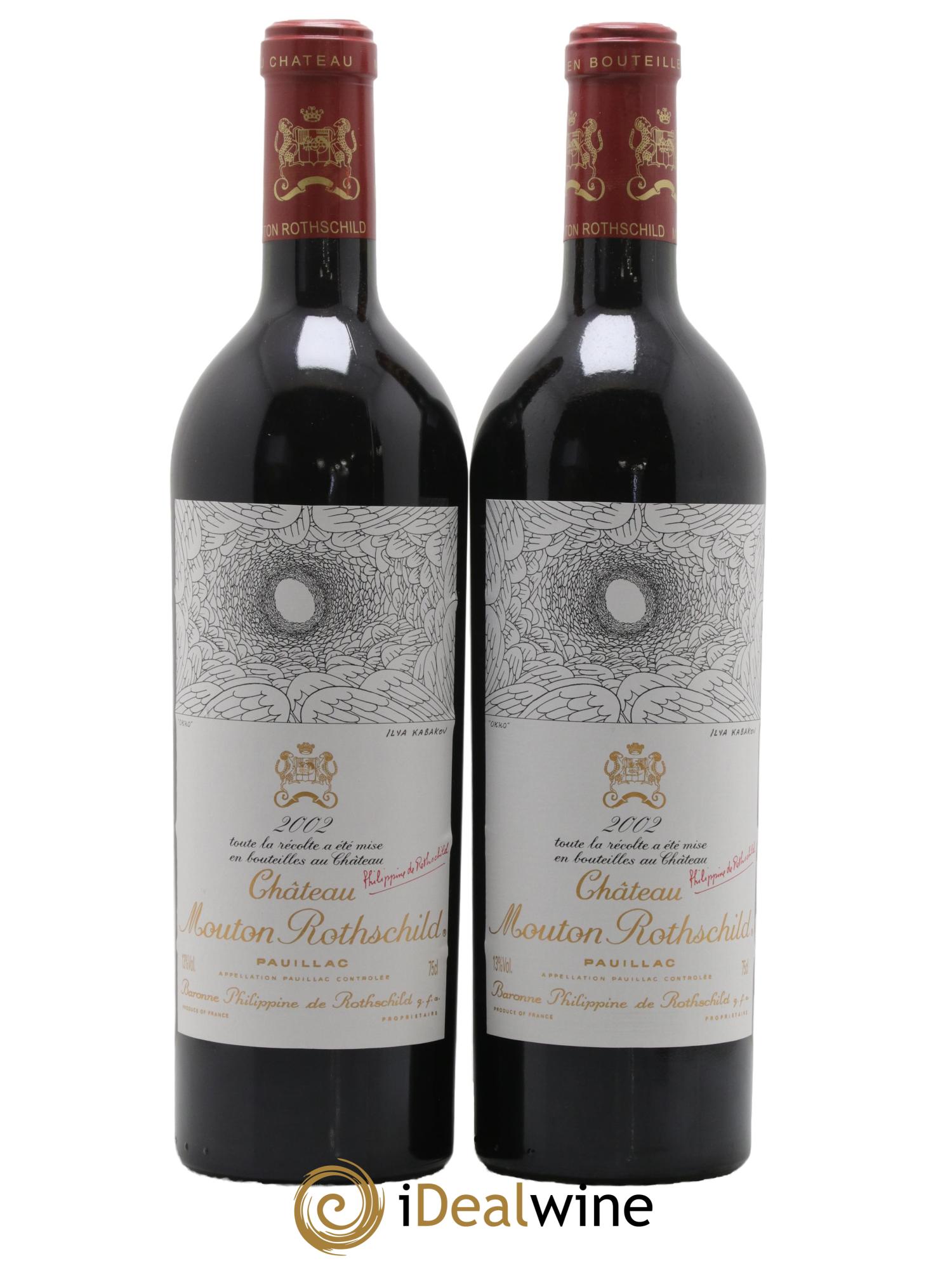 Château Mouton Rothschild 1er Grand Cru Classé 2002 - Lot de 2 bouteilles - 0
