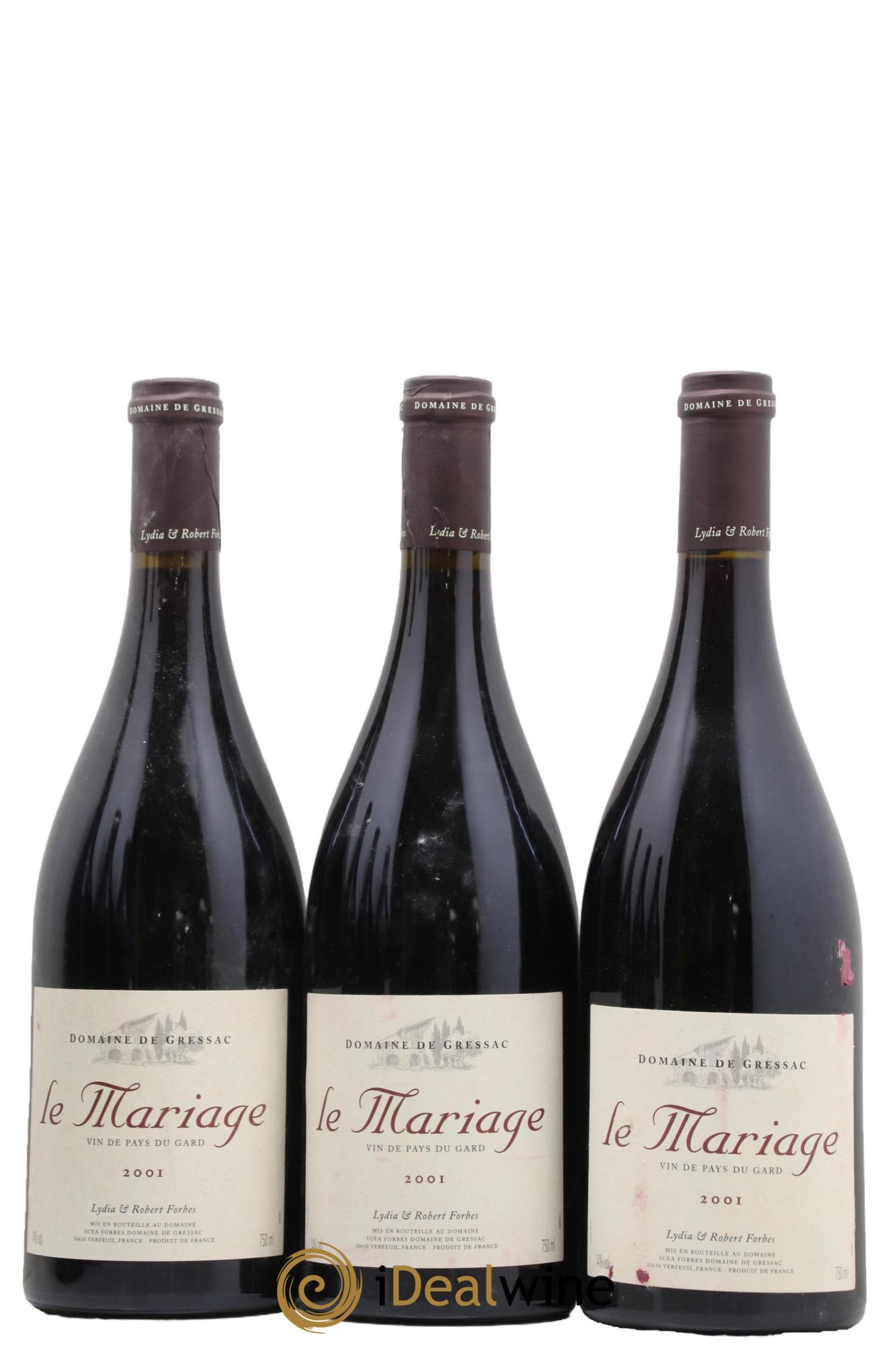 IGP Pays du Gard (Vin de Pays du Gard) Cuvée Mariage LR Forbes Domaine de Gressac 2001 - Lot de 6 bouteilles - 1