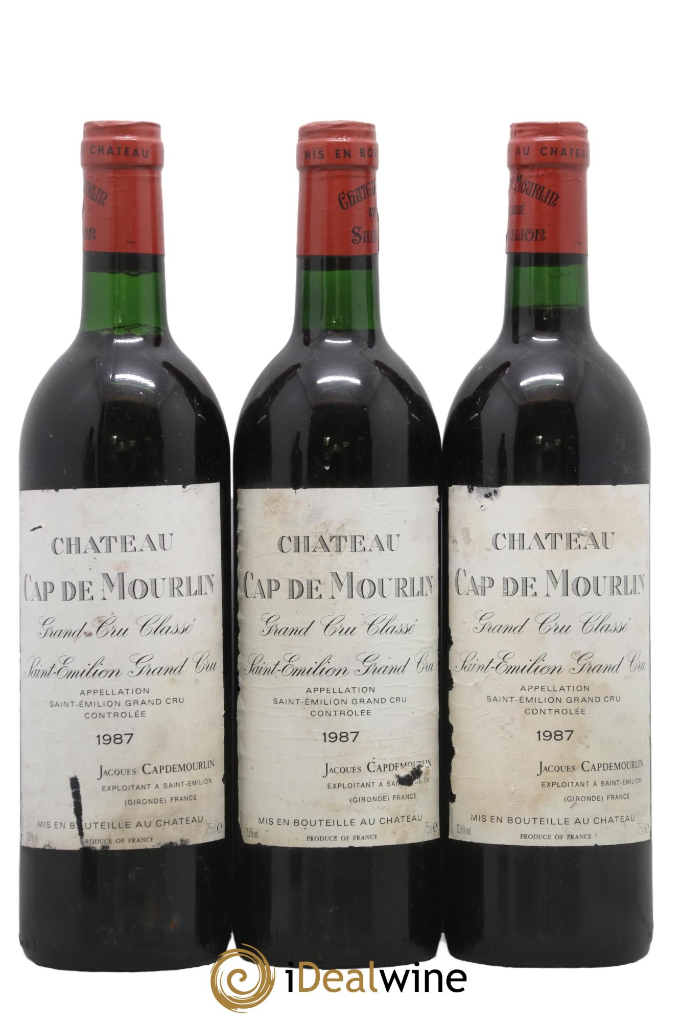 Château Cap de Mourlin Grand Cru Classé 1987 - Lot de 3 bouteilles - 0
