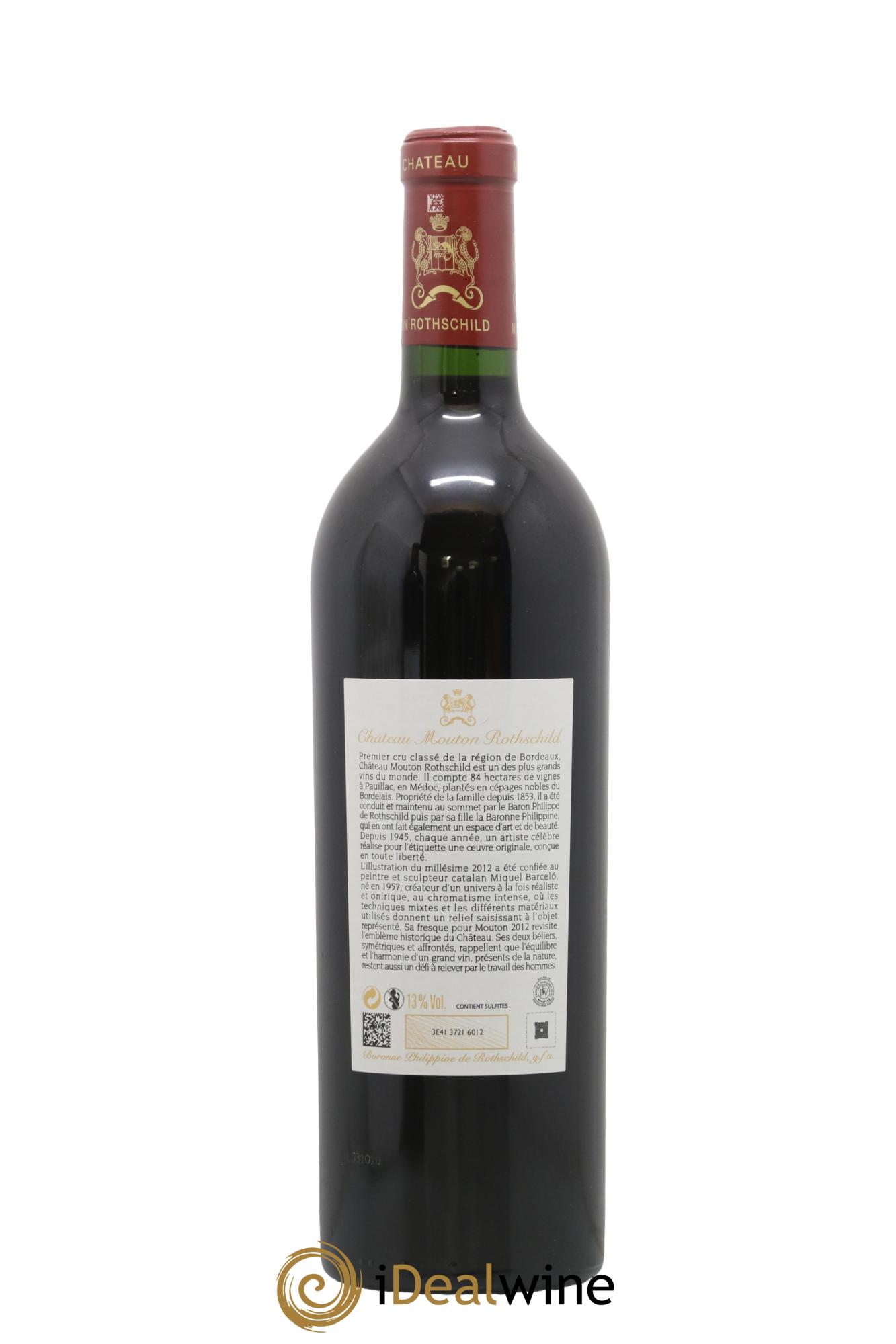 Château Mouton Rothschild 1er Grand Cru Classé 2012 - Lot de 1 bouteille - 1