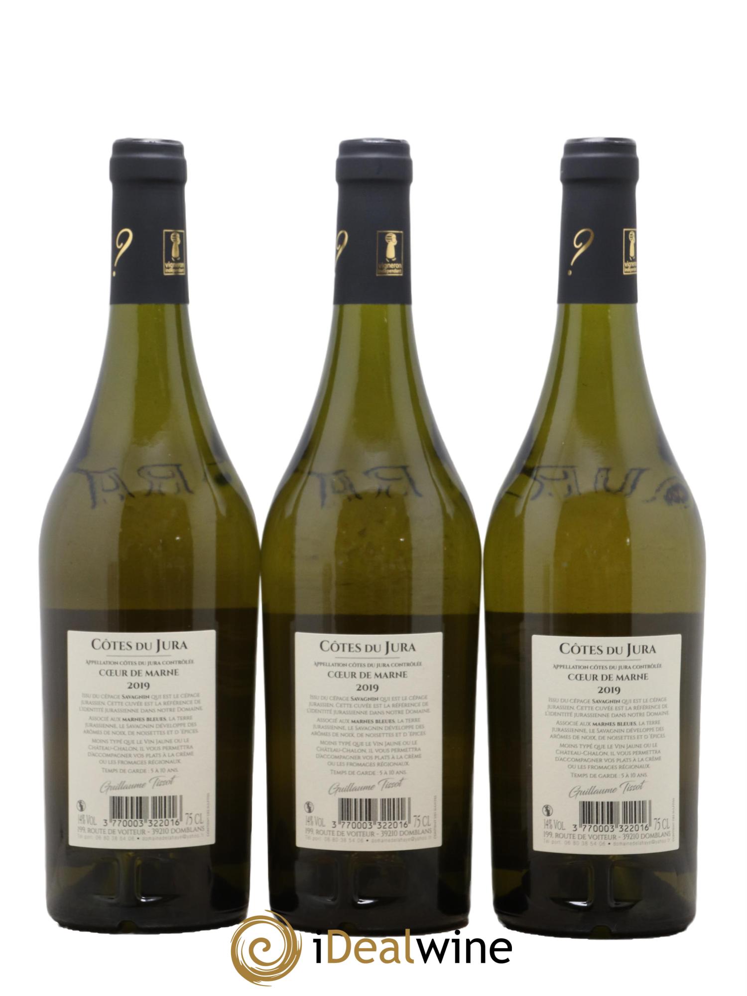 Côtes du Jura Cœur de Marne Domaine De Lahaye Guillaume Tissot 2019 - Lot de 3 bouteilles - 1