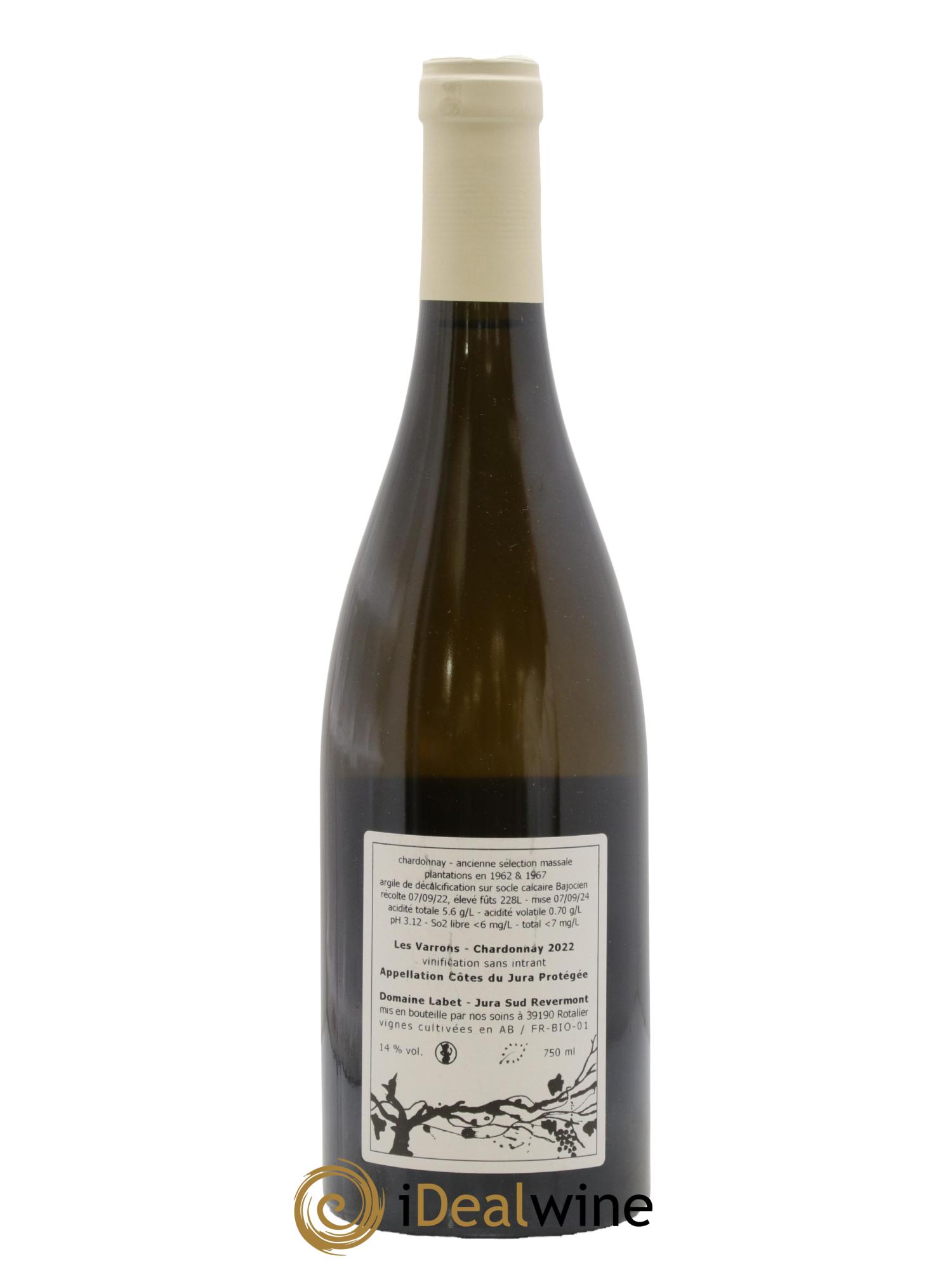 Côtes du Jura Chardonnay Les Varrons Romain - Julien - Charline Labet 2022 - Lot de 1 bouteille - 1