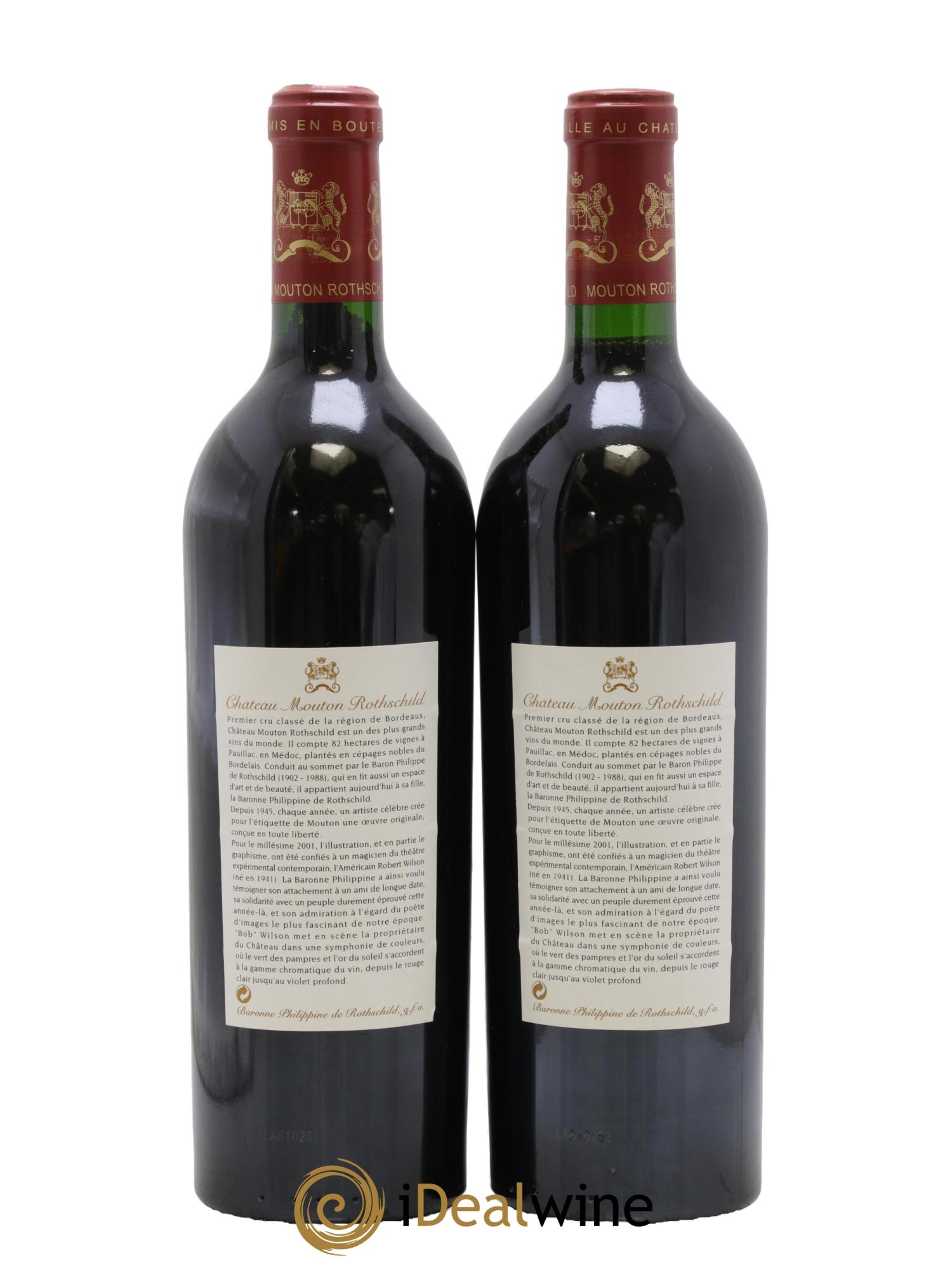 Château Mouton Rothschild 1er Grand Cru Classé 2001 - Lot de 2 bouteilles - 1