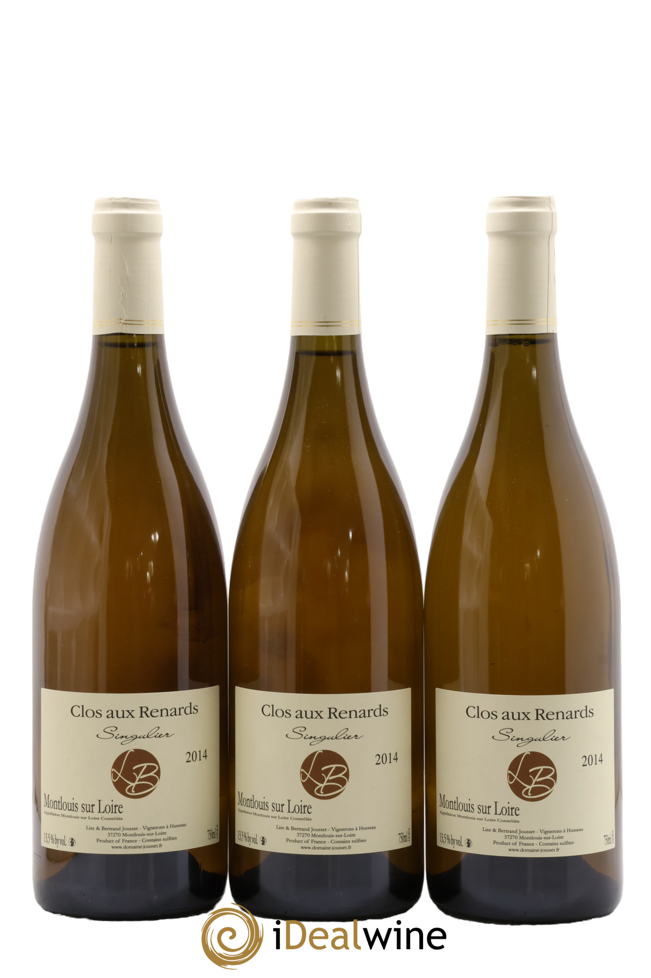 Montlouis-sur-Loire Clos aux Renards Singulier Lise et Bertrand Jousset 2014 - Lot of 3 bottles - 0