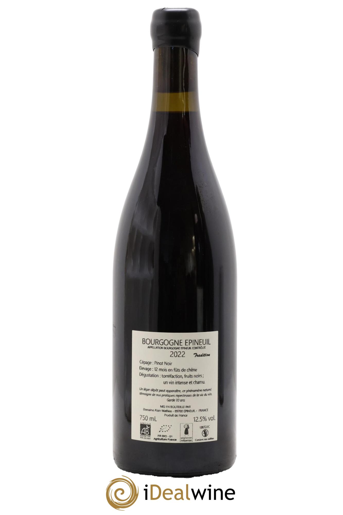 Bourgogne Domaine Epineuil Tradition Domaine Alain Mathias 2022 - Lotto di 1 bottiglia - 1