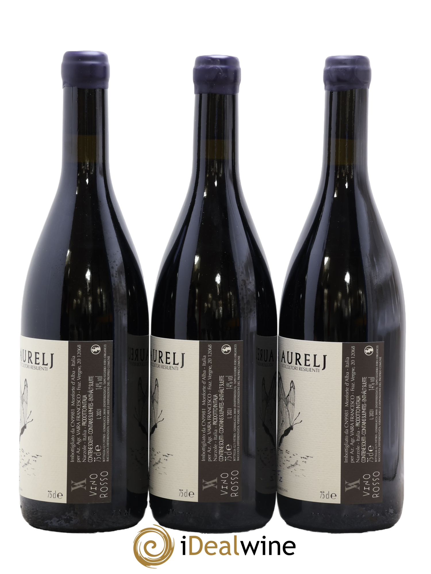Italie Vino Rosso FZ Free Zone Vaira Aurelj 2021 - Lot of 3 bottles - 1