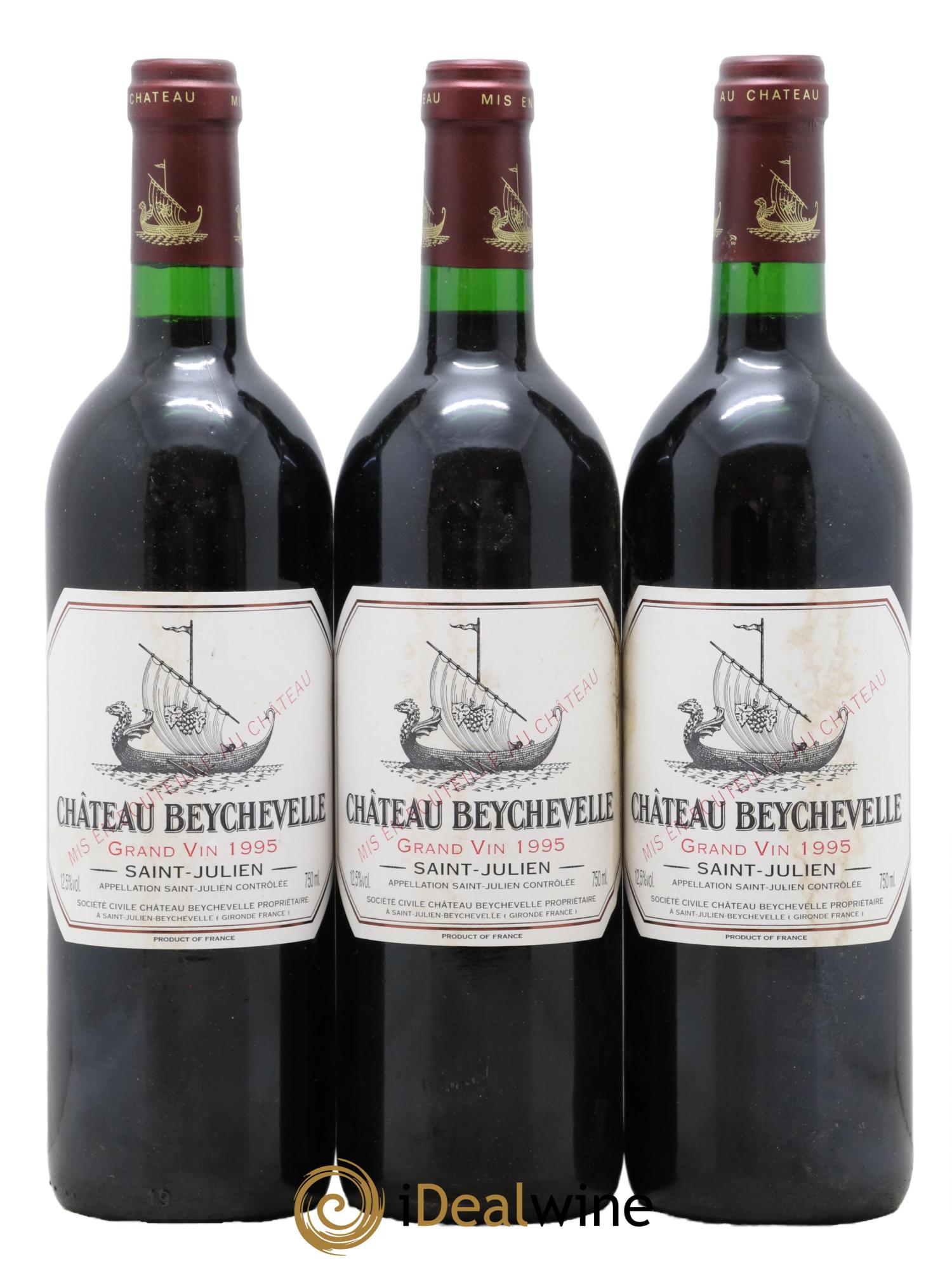 Château Beychevelle 4ème Grand Cru Classé 1995 - Lot de 3 bouteilles - 0