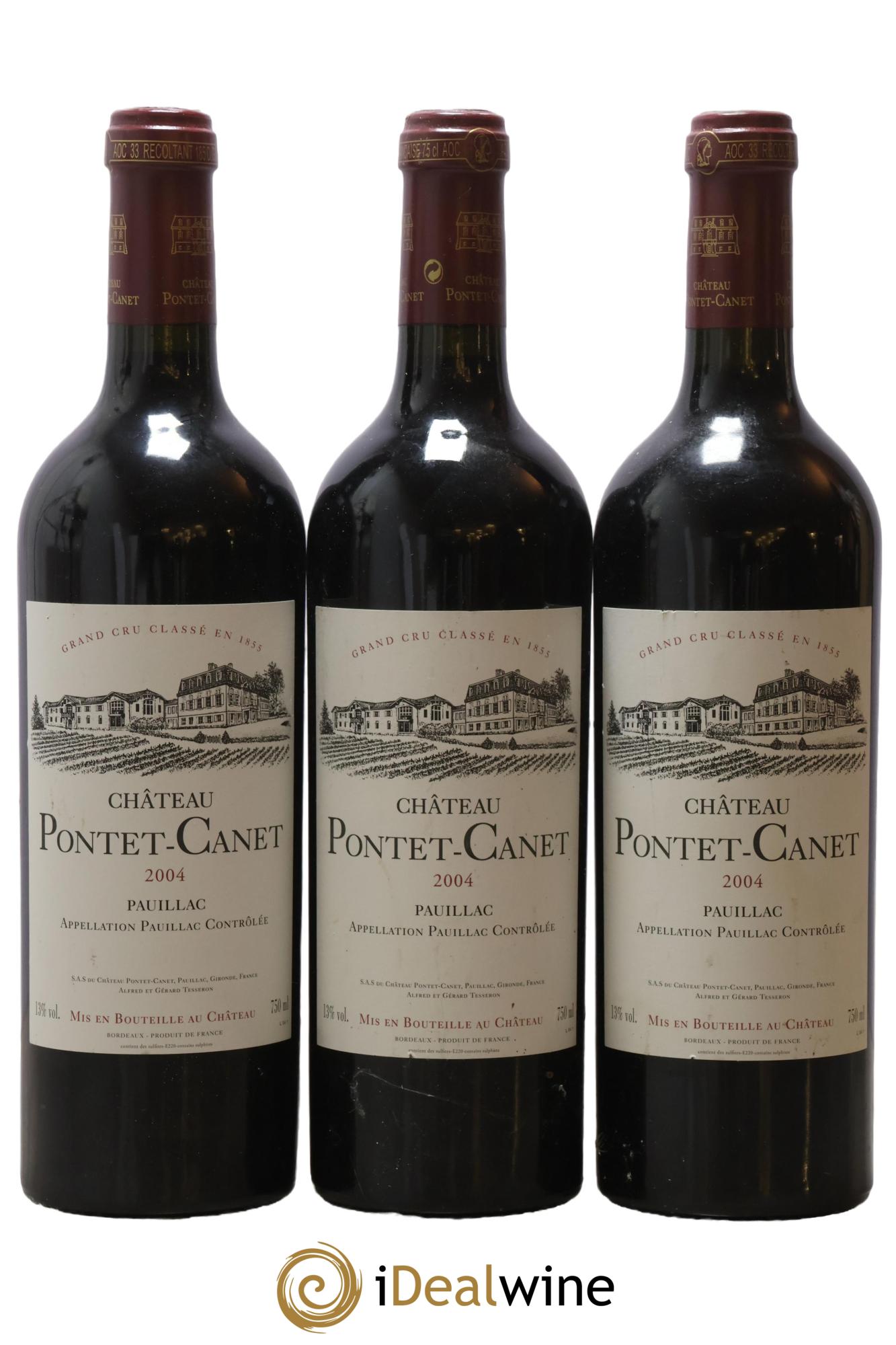 Château Pontet Canet 5ème Grand Cru Classé 2004 - Lotto di 3 bottiglie - 0