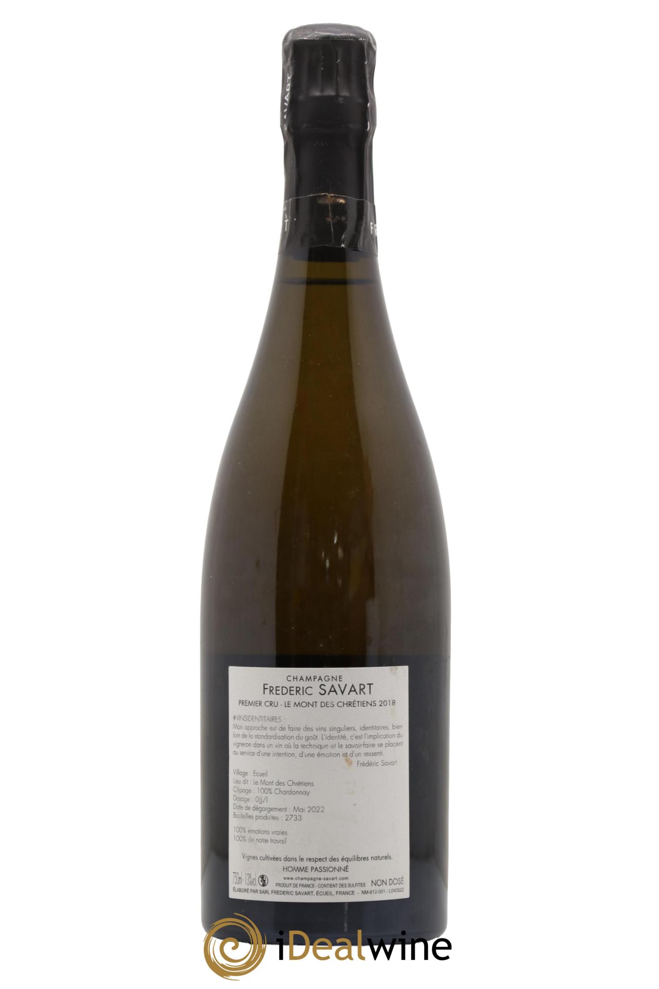 Le Mont des Chrétiens 1er Cru Extra-Brut Savart 2018 - Lot de 1 bouteille - 1