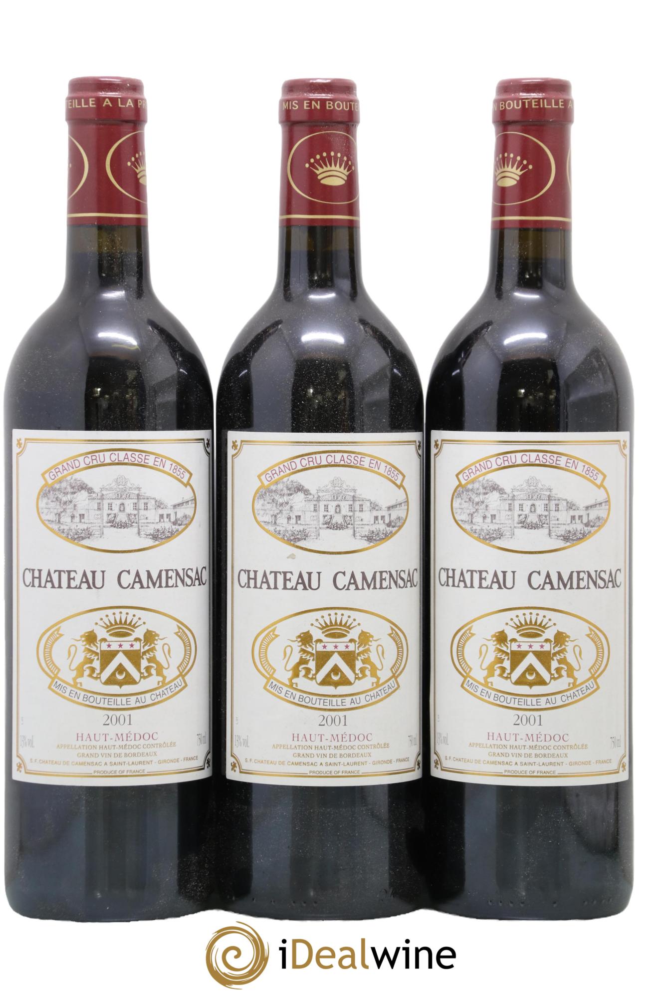 Château Camensac 5ème Grand Cru Classé 2001 - Posten von 3 Flaschen - 0