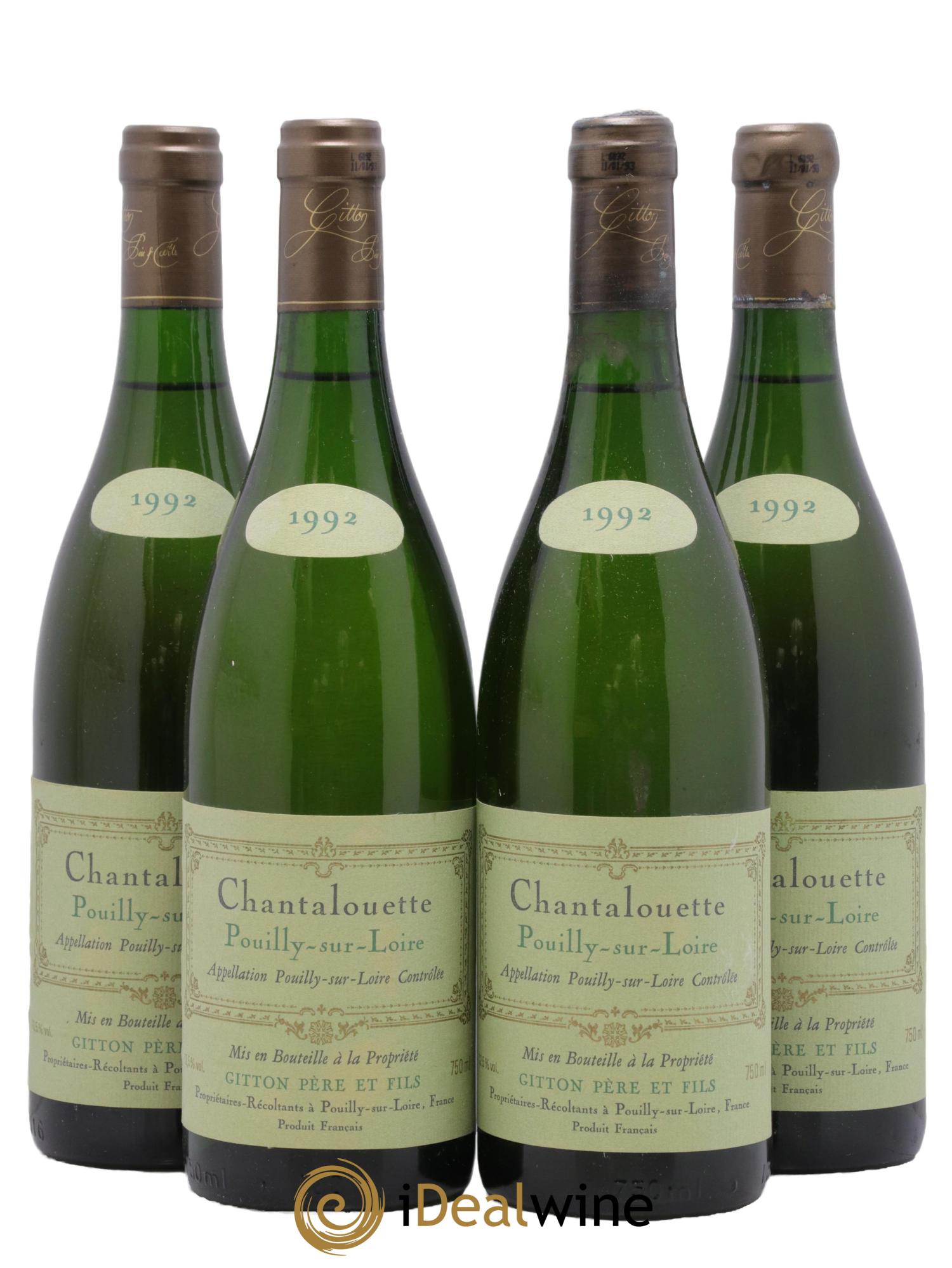Pouilly-sur-Loire Les Chantalouettes Gitton 1992 - Lot de 4 bouteilles - 0