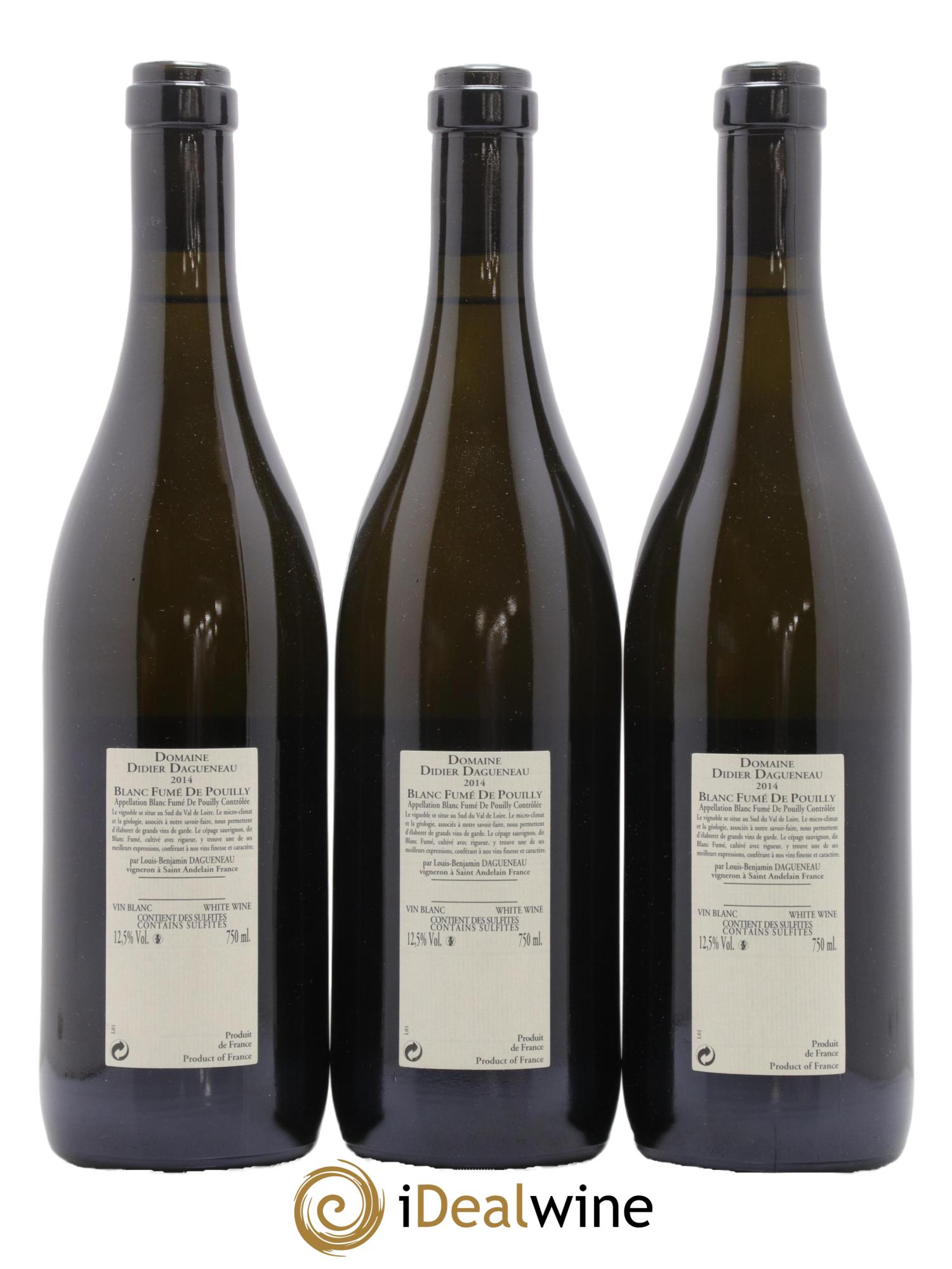 Pouilly-Fumé Blanc Fumé de Pouilly Dagueneau (Domaine Didier - Louis-Benjamin) 2014 - Lot de 3 bouteilles - 1