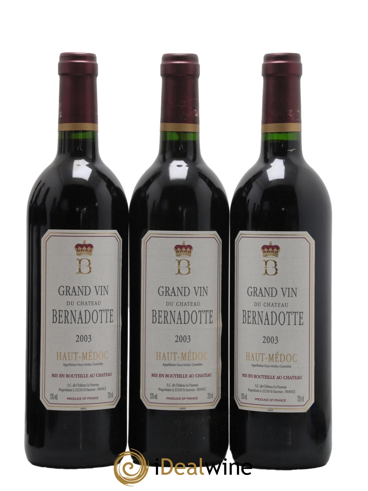 Château Bernadotte 2003 - Posten von 6 Flaschen - 2