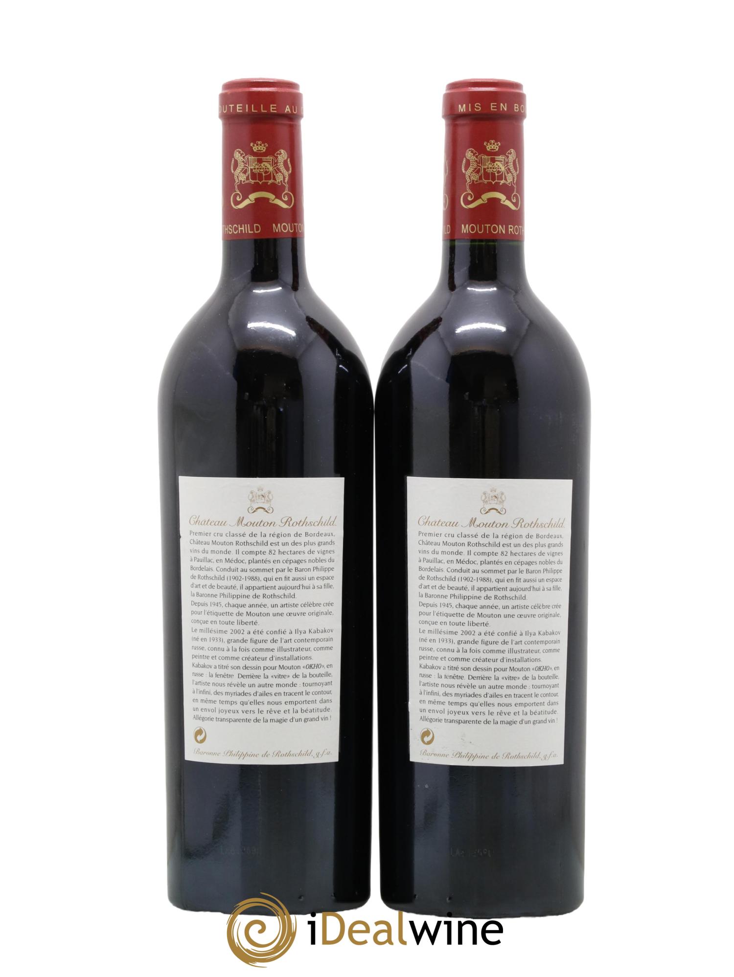 Château Mouton Rothschild 1er Grand Cru Classé 2002 - Lot de 2 bouteilles - 1