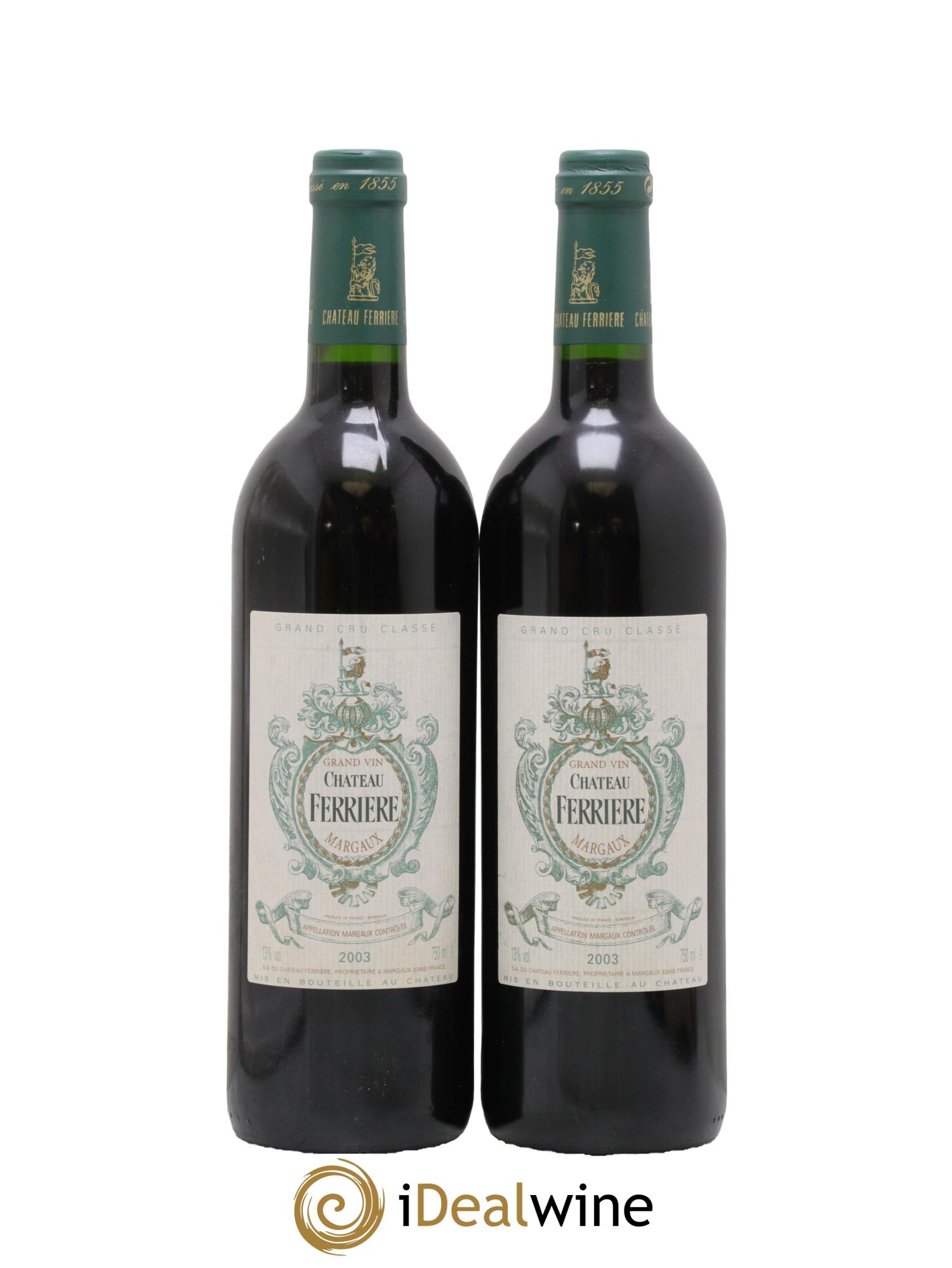 Château Ferrière 3ème Grand Cru Classé 2003 - Lot de 2 bouteilles - 0