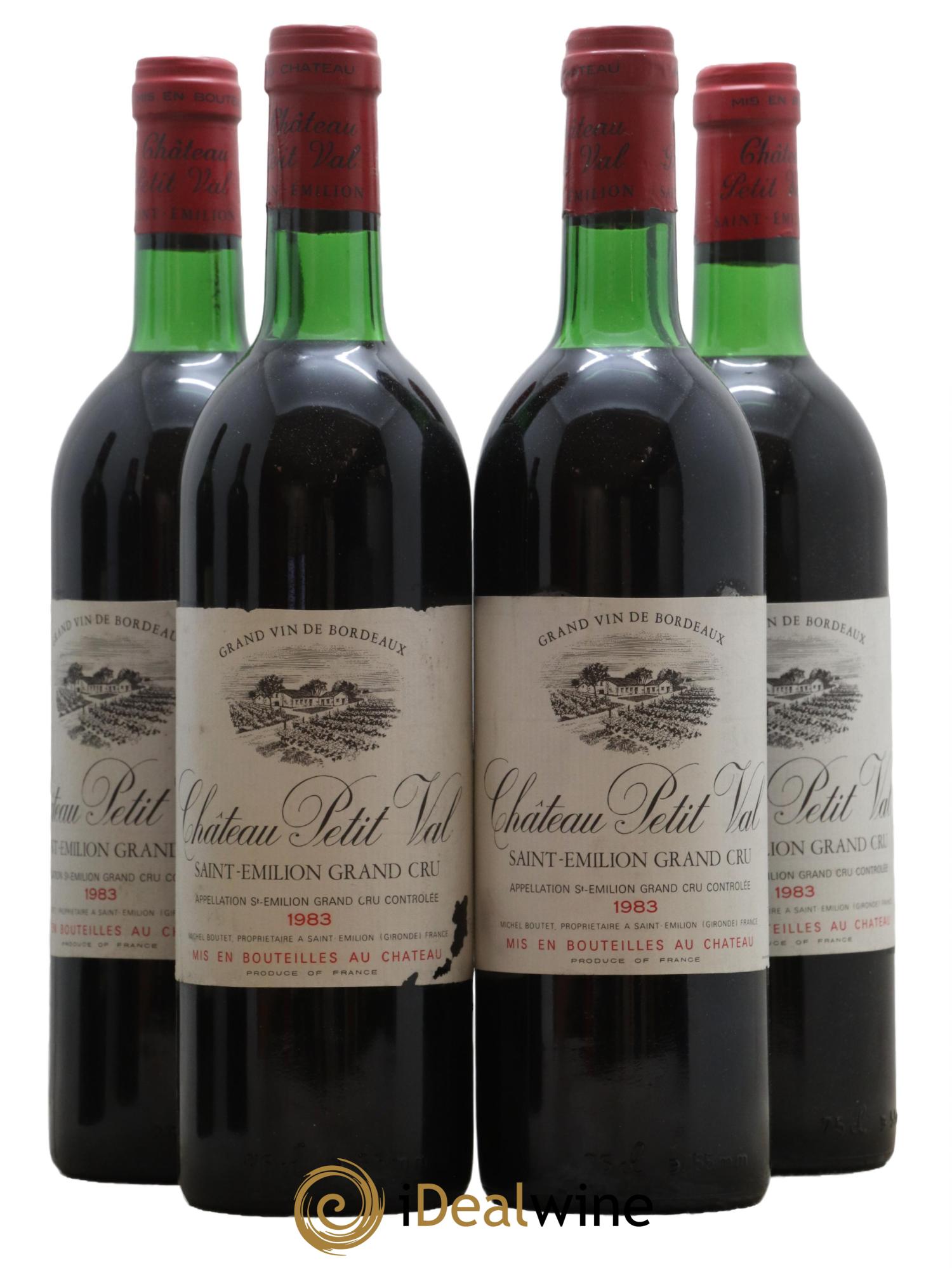 Saint-Émilion Grand Cru Chateau Petit Val 1983 - Lot de 4 bouteilles - 0