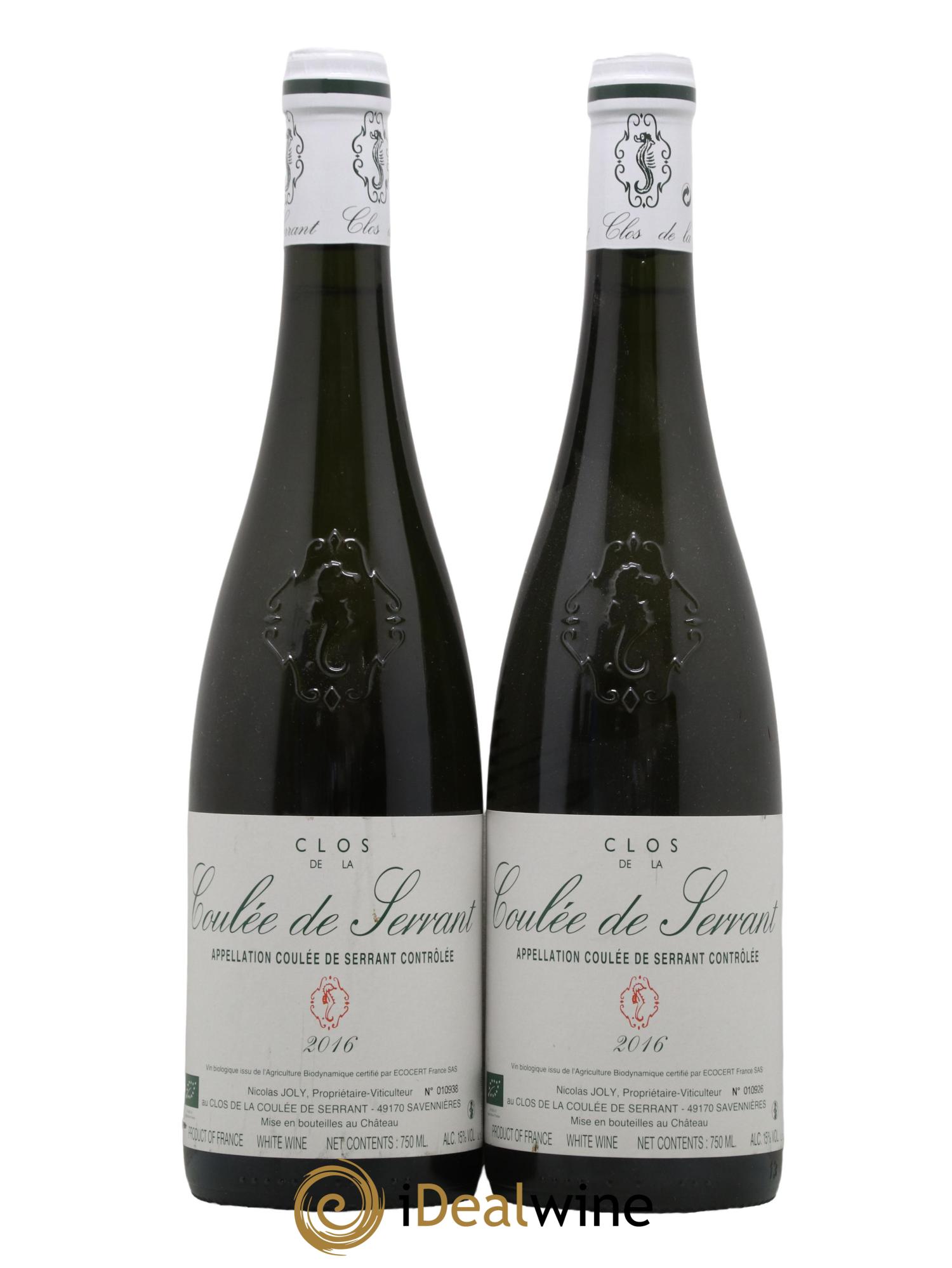 Savennières Clos de la Coulée de Serrant Vignobles de la Coulée de Serrant - Nicolas Joly 2016 - Lot de 2 bouteilles - 0