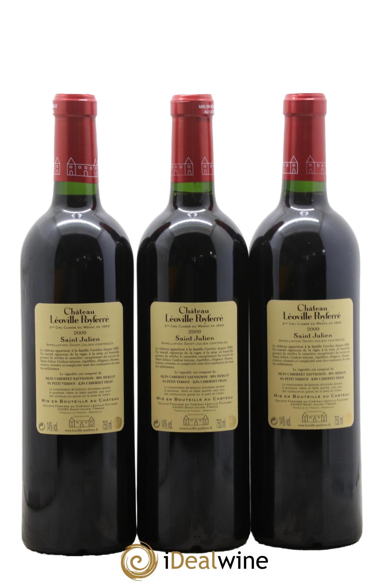 Château Léoville Poyferré 2ème Grand Cru Classé 2009 - Lot of 3 bottles - 1