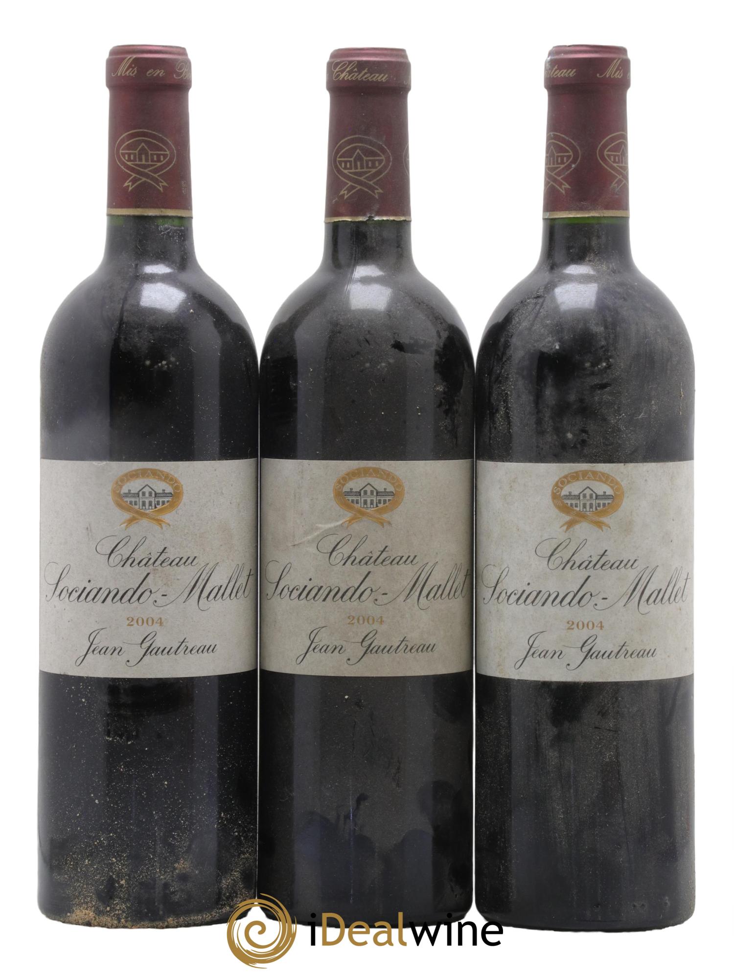 Château Sociando Mallet 2004 - Lotto di 3 bottiglie - 0