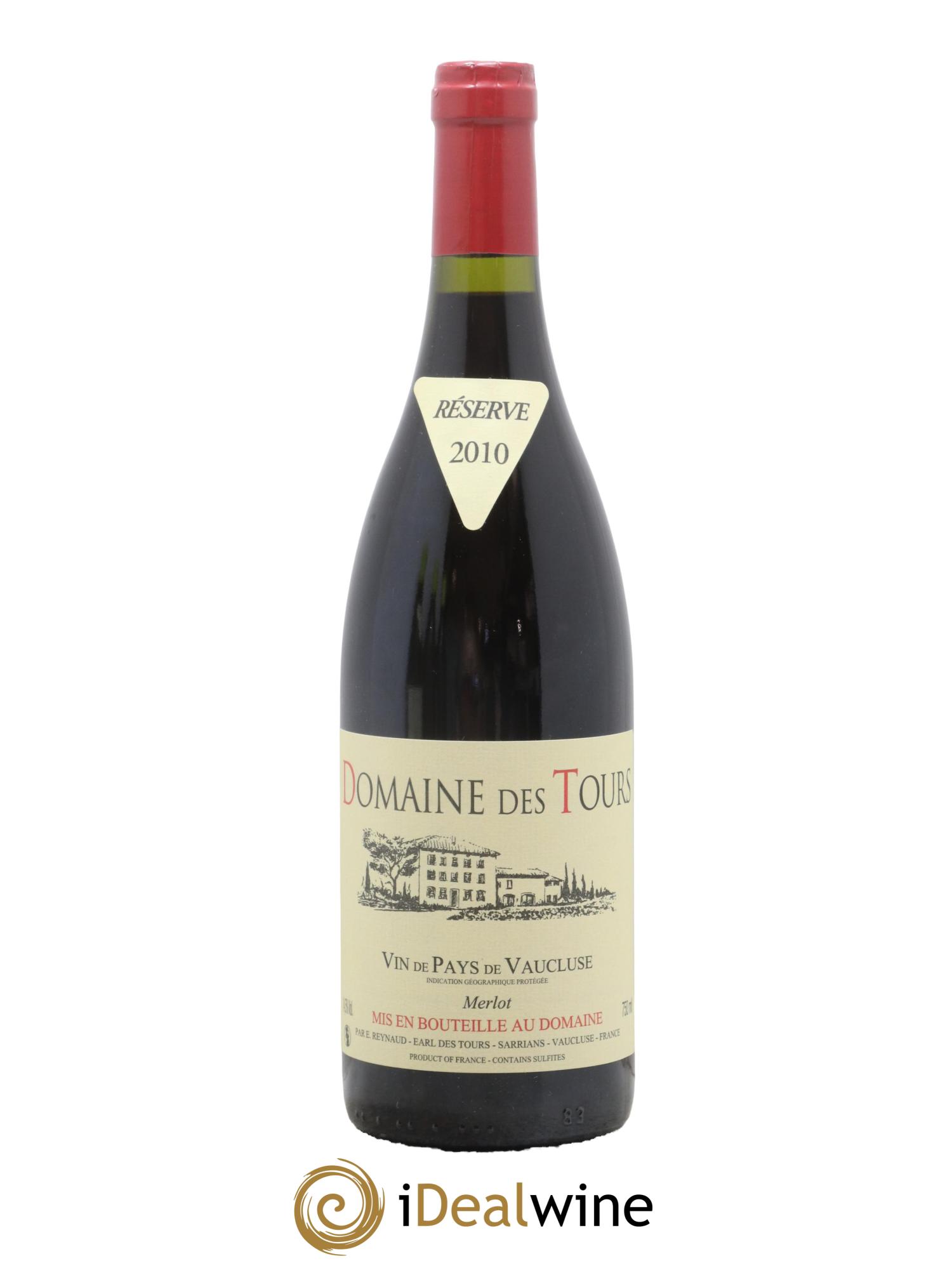 Vaucluse Domaine des Tours Merlot Emmanuel Reynaud 2010 - Lot de 1 bouteille - 0