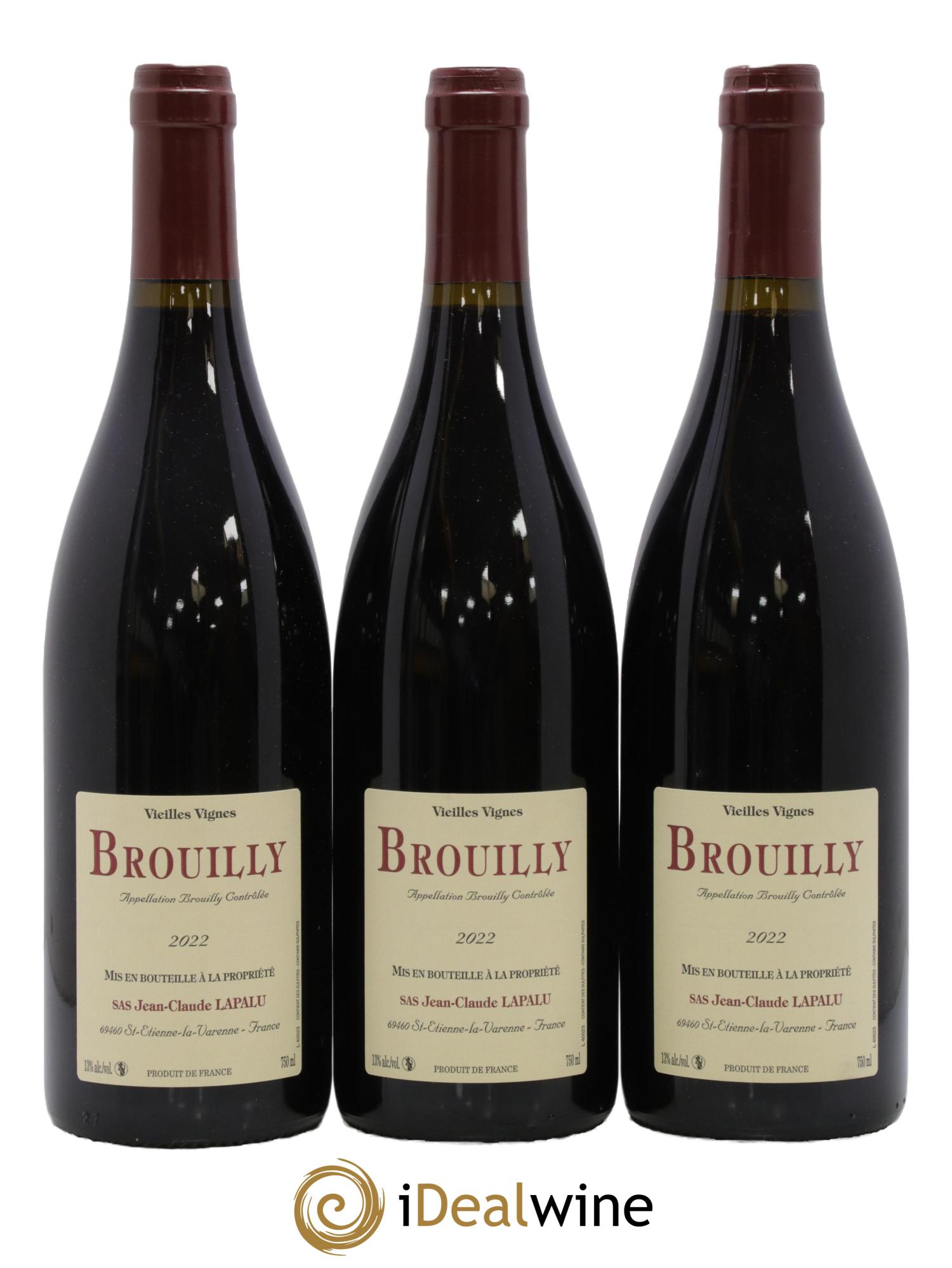 Brouilly Vieilles Vignes Jean-Claude Lapalu 2022 - Lot de 3 bouteilles - 0