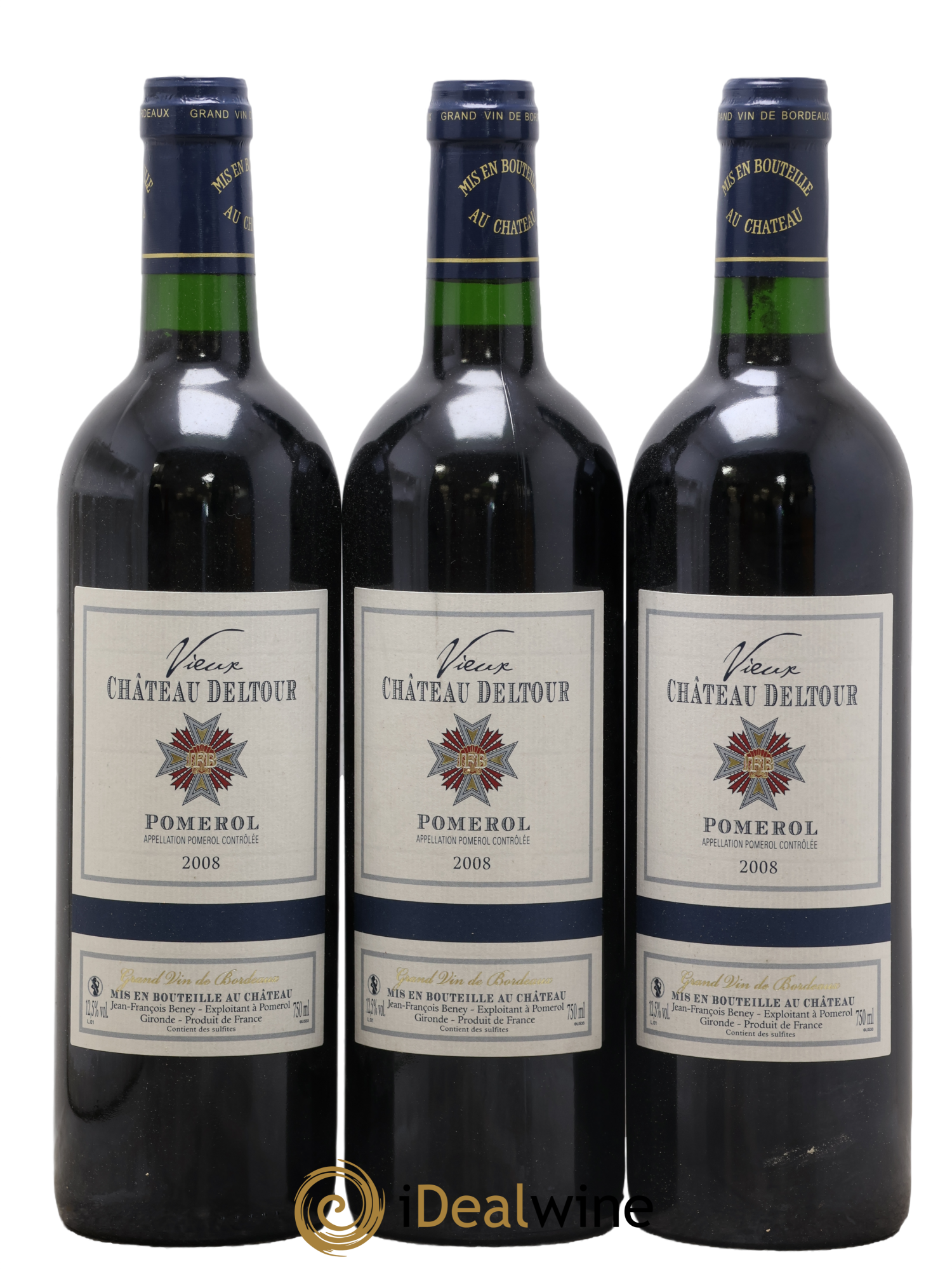 Pomerol Vieux Château Deltour Beney 2008 - Lot de 3 bouteilles - 0