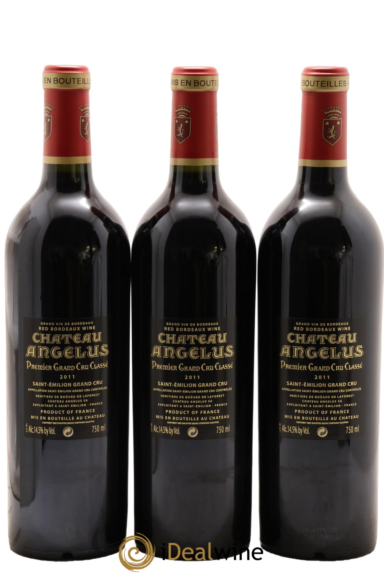Château Angélus 1er Grand Cru Classé A 2011 - Lot of 3 bottles - 1