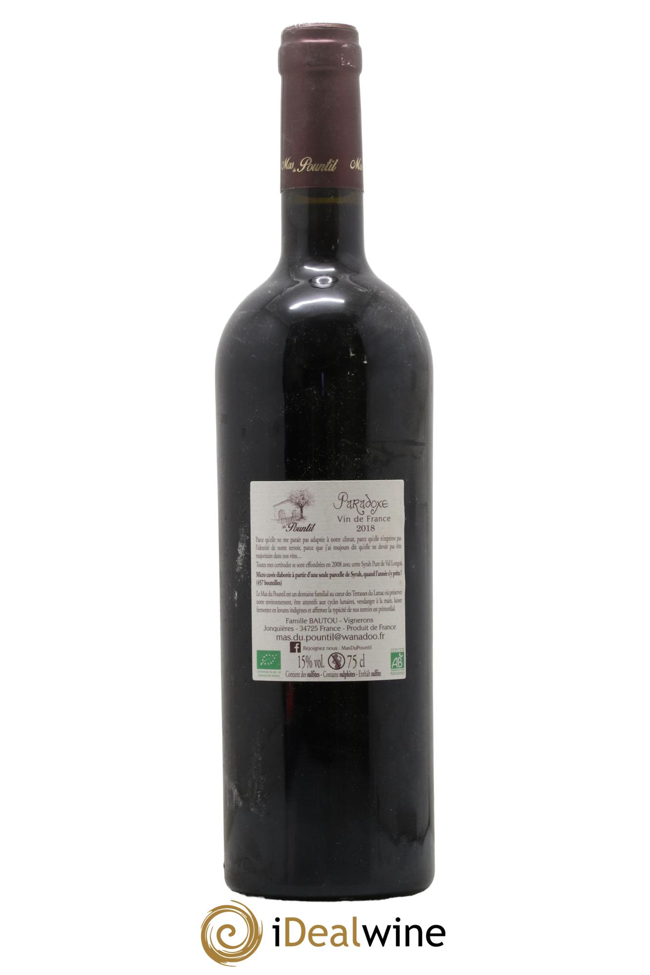 Vin de France Paradoxe Le Pountil 2018 - Lot de 1 bouteille - 1