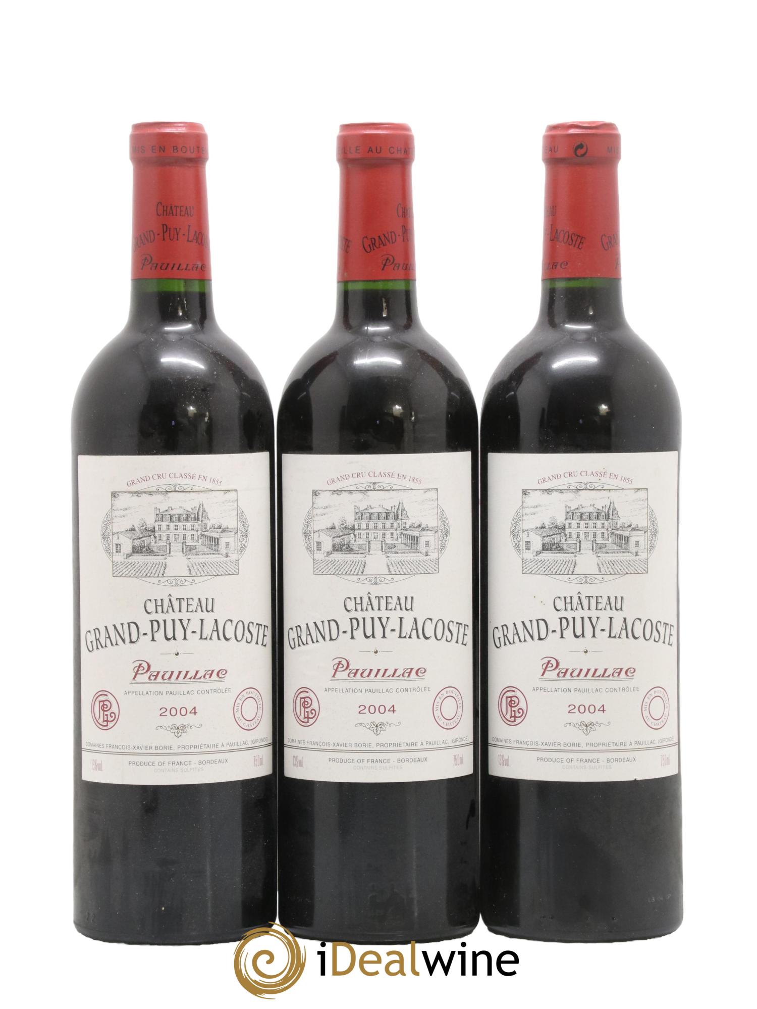 Château Grand Puy Lacoste 5ème Grand Cru Classé 2004 - Lot de 3 bouteilles - 0