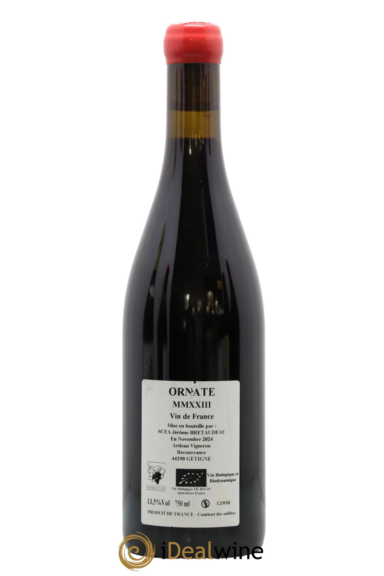 Vin de France Merlot Ornaté Jérôme Bretaudeau - Domaine de Bellevue 2023 - Lotto di 1 bottiglia - 1