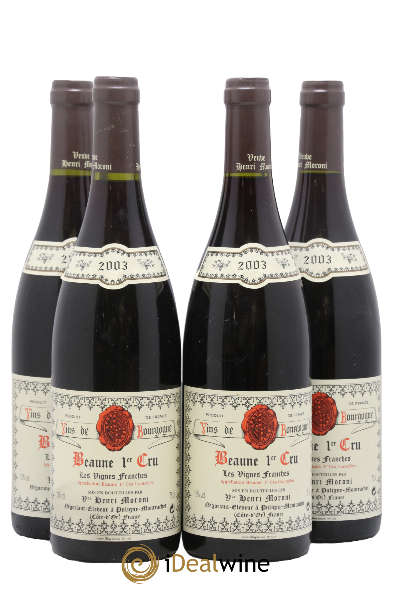 Beaune 1er Cru Les Vignes Franches Domaine Henri Moroni 2003 - Posten von 4 Flaschen - 0