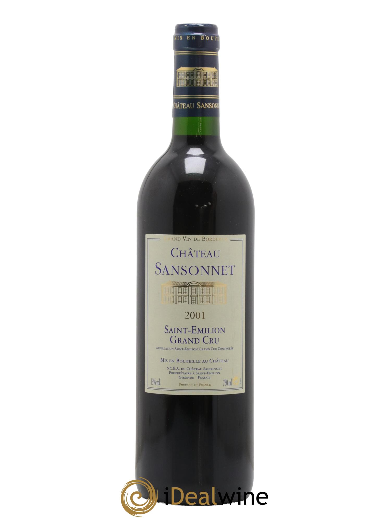 Château Sansonnet Grand Cru Classé 2001 - Lot de 1 bouteille - 0