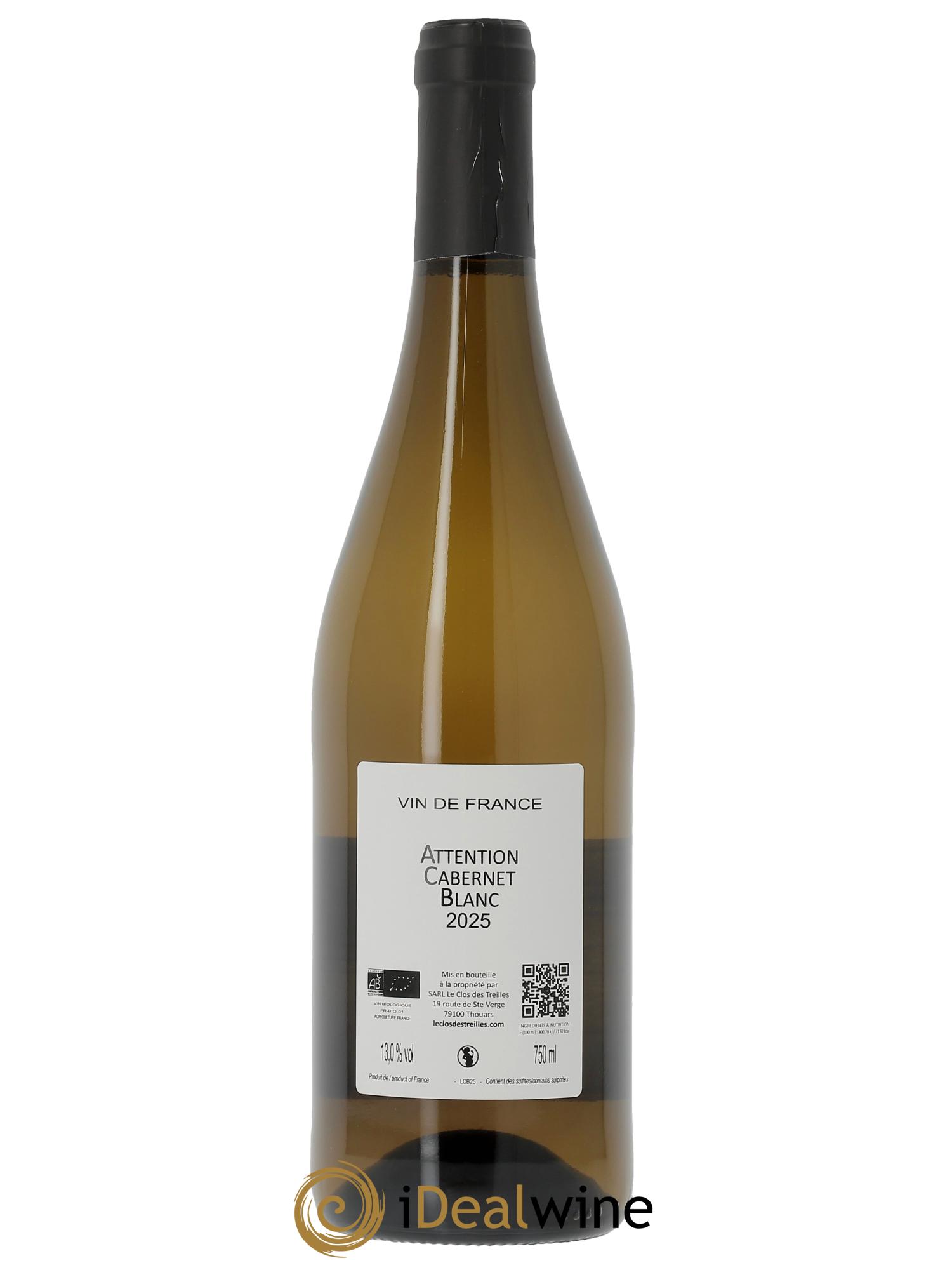 Vin de France Attention  Cabernet Blanc Clos des Treilles - Nicolas Réau  2025 - Lot de 1 bouteille - 1