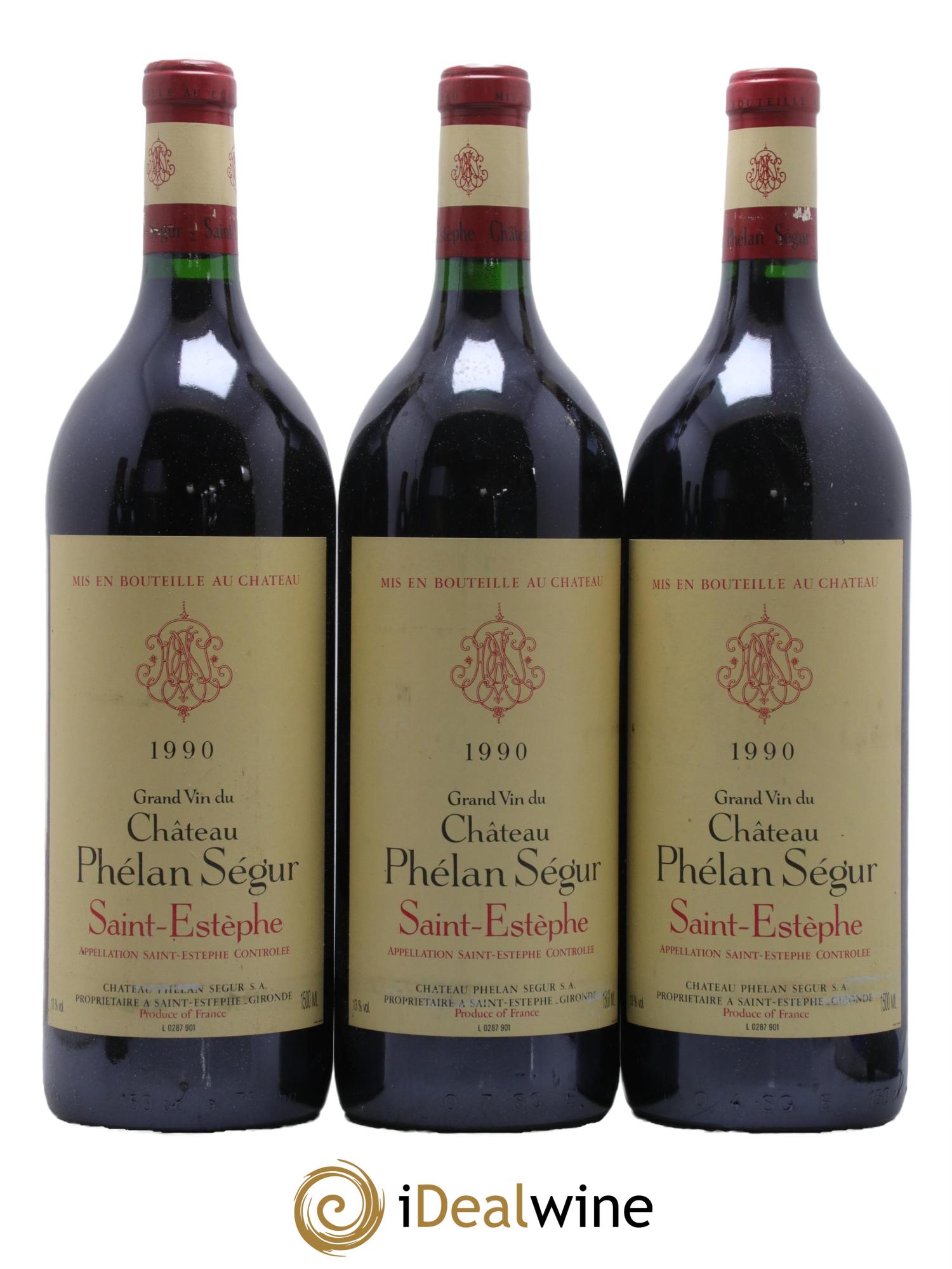 Château Phélan Ségur 1990 - Posten von 3 Magnum - 0