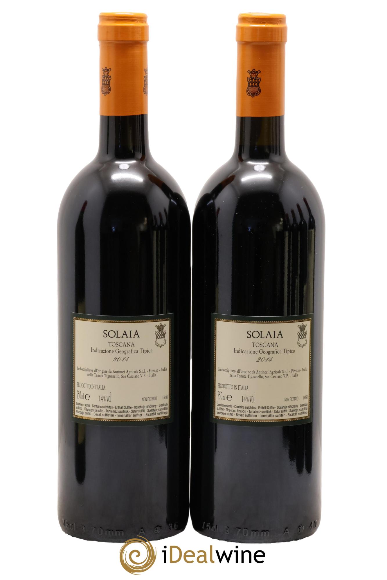 Toscana IGT Solaia Tenuta Tignanello - Marchesi Antinori 2014 - Lotto di 2 bottiglie - 1