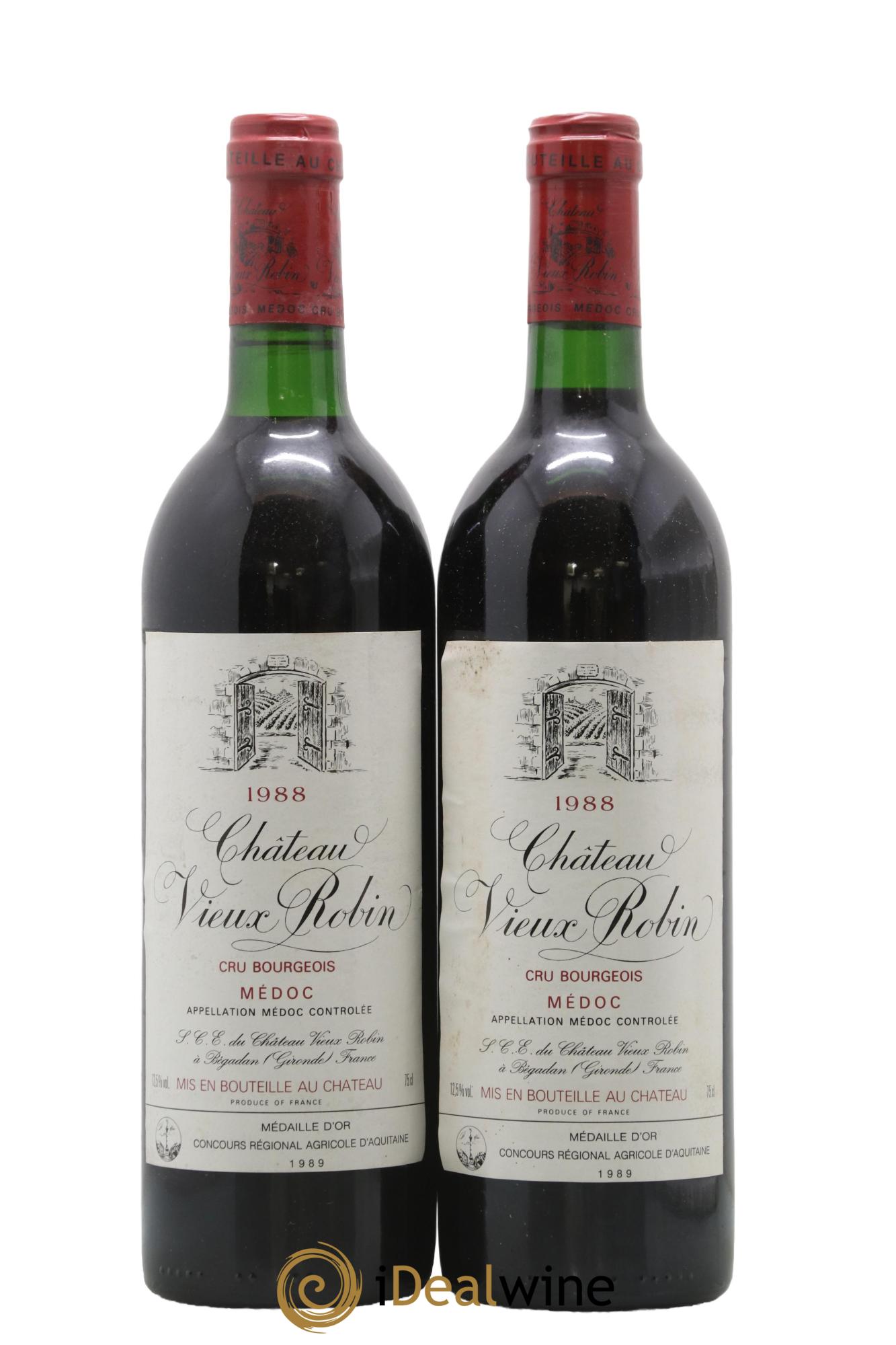 Château Vieux Robin Cru Bourgeois 1988 - Lotto di 2 bottiglie - 0