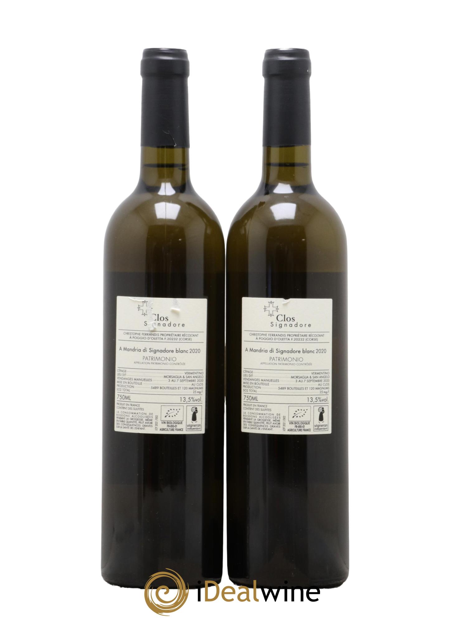 Patrimonio Clos Signadore  A Mandria Christophe Ferrandis 2020 - Posten von 2 Flaschen - 1