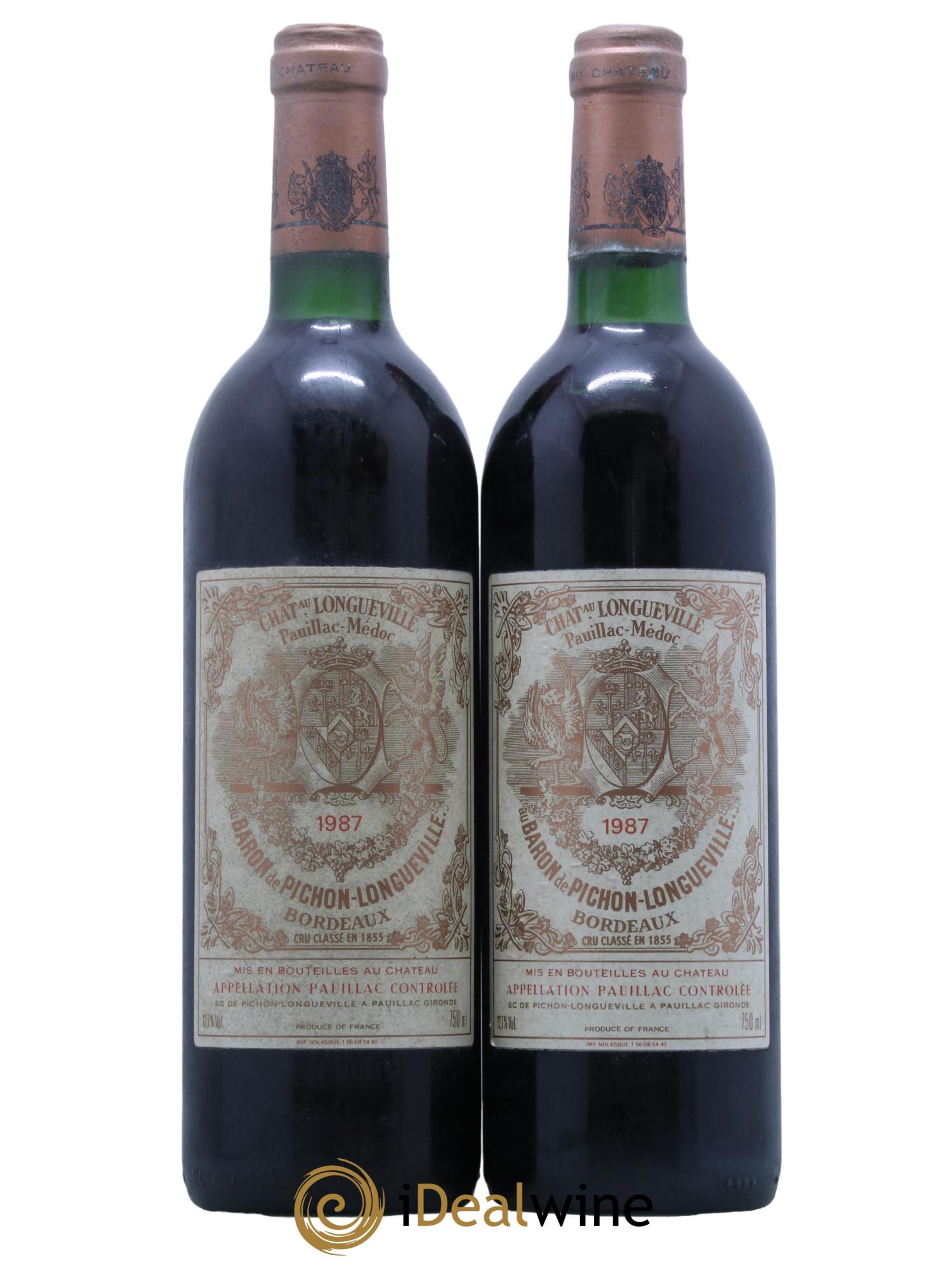 Pichon Longueville Baron 2ème Grand Cru Classé 1987 - Lot de 2 bouteilles - 0