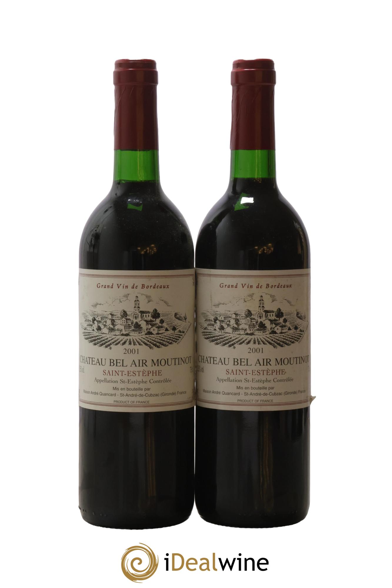 Saint-Estèphe Château Bel Air Moutinot 2001 - Lot de 2 bouteilles - 0