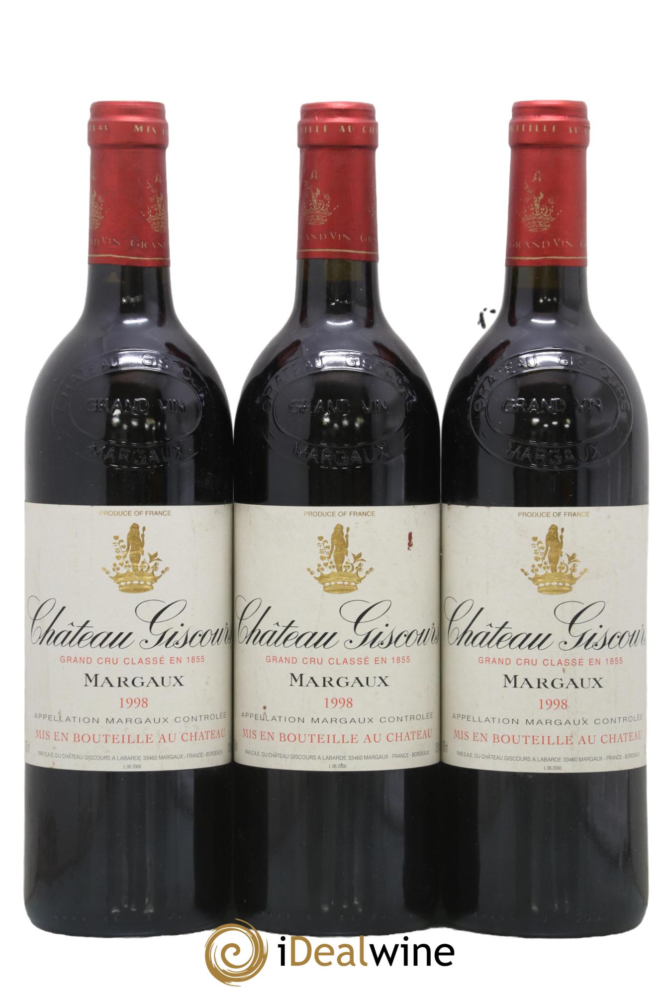 Château Giscours 3ème Grand Cru Classé 1998 - Lot de 3 bouteilles - 0