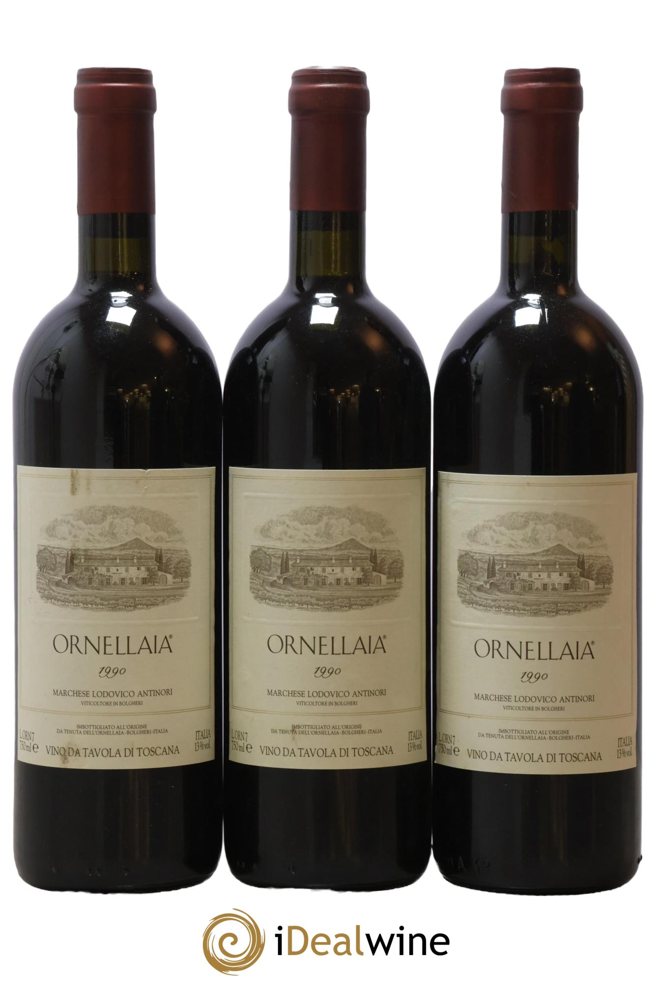 Bolgheri DOC Superiore Ornellaia Tenuta Dell'Ornellaia - Frescobaldi 1990 - Lot de 12 bouteilles - 1