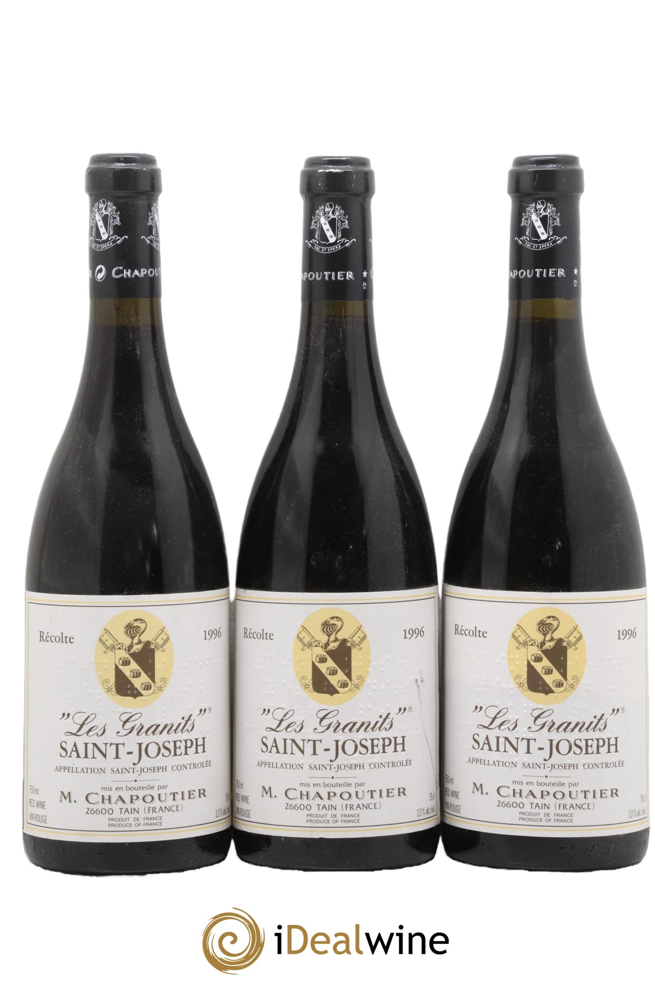 Saint-Joseph Les Granits Chapoutier 1996 - Lot of 3 bottles - 0