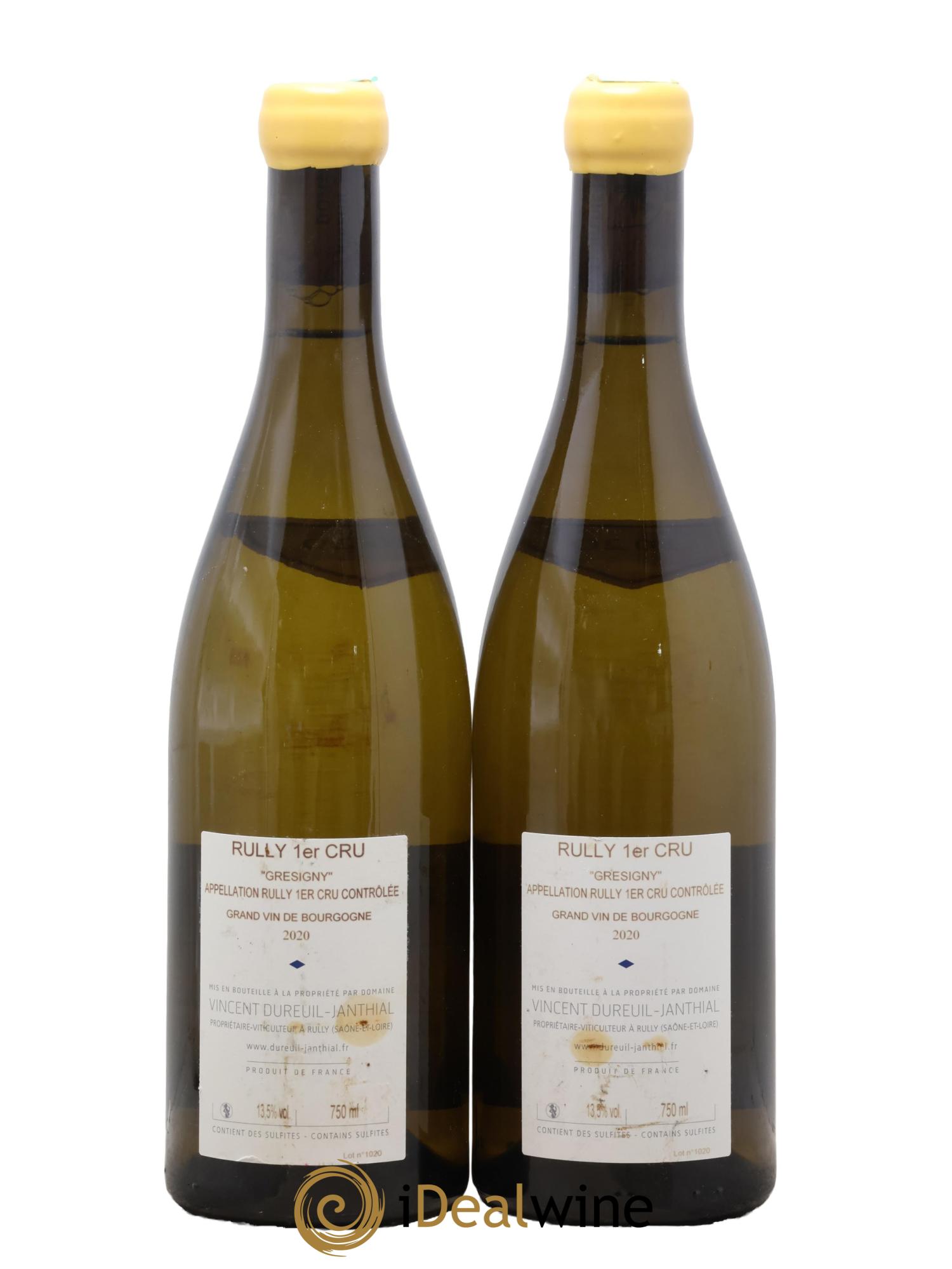 Rully 1er Cru Grésigny Vieilles Vignes Vincent Dureuil-Janthial 2020 - Lotto di 2 bottiglie - 1
