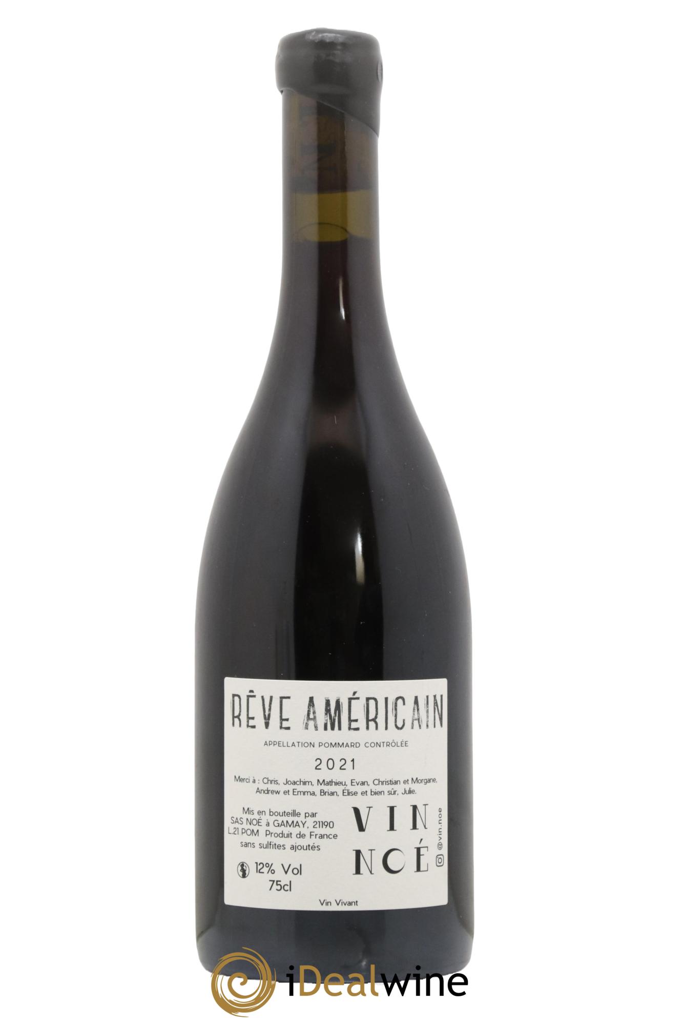 Pommard Rêve Américain Vin Noé 2021 - Lot de 1 bouteille - 1