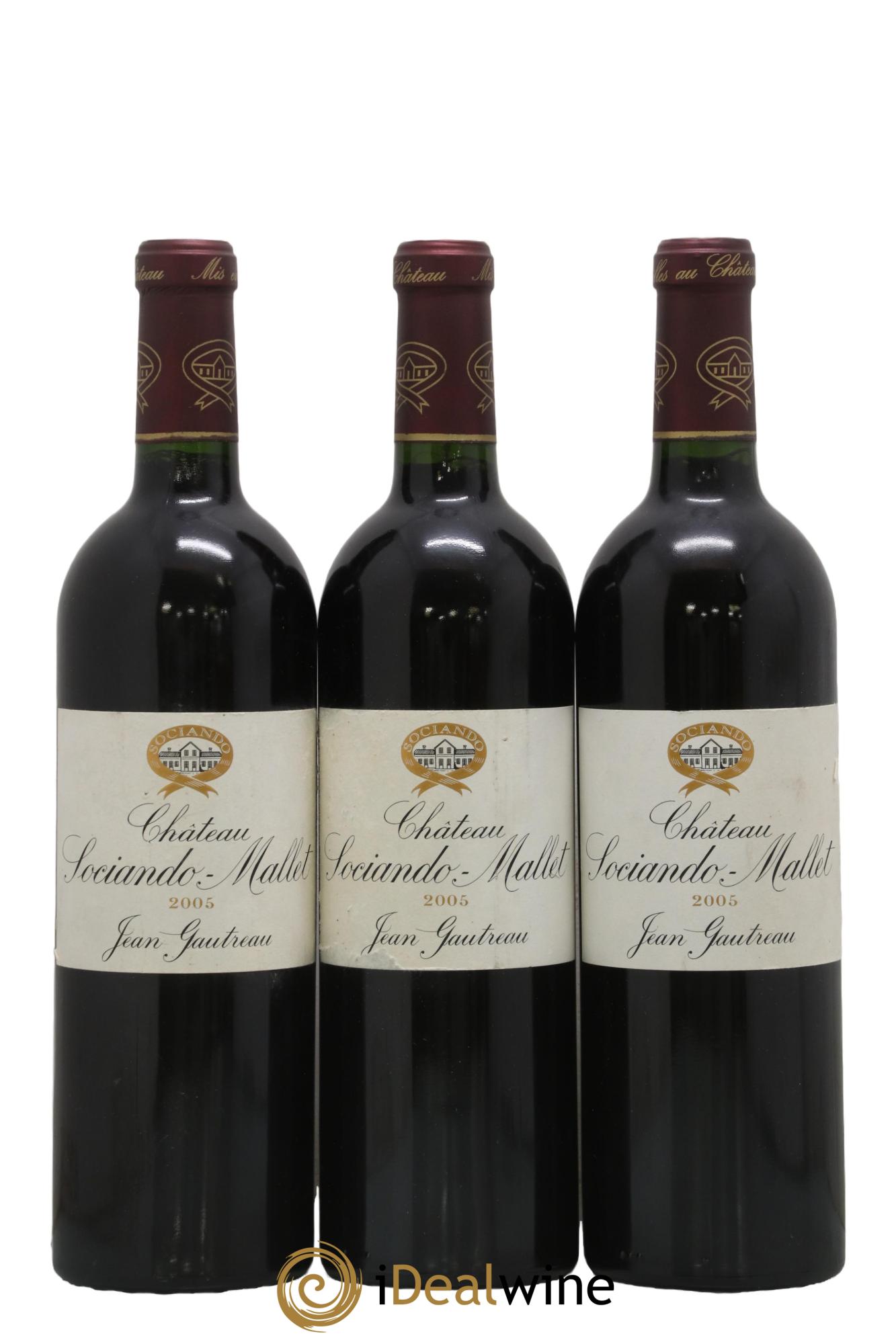 Château Sociando Mallet 2005 - Lot de 3 bouteilles - 0