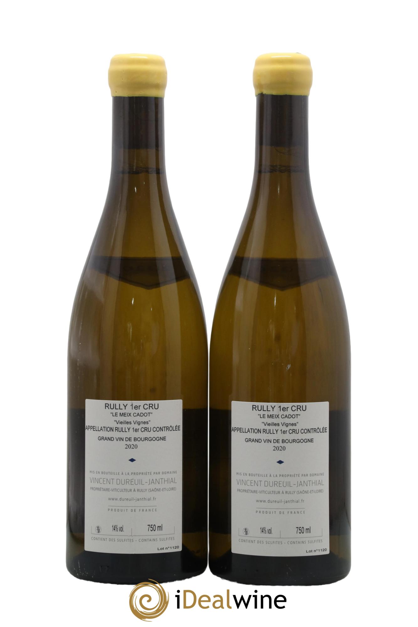 Rully 1er Cru Le Meix Cadot Vieilles Vignes Vincent Dureuil-Janthial 2020 - Posten von 2 Flaschen - 1
