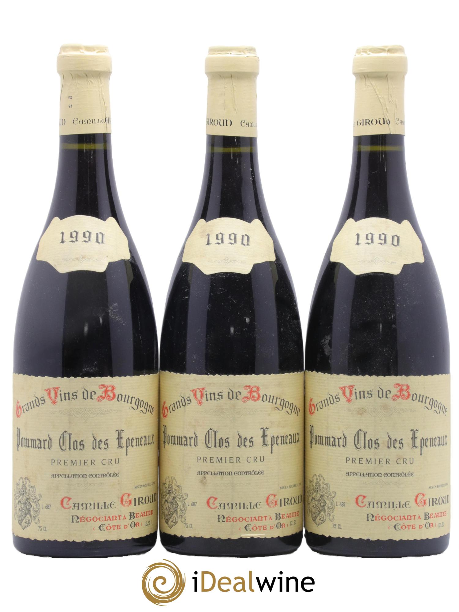 Pommard 1er Cru Clos des Epeneaux Camille Giroud 1990 - Lot de 3 bouteilles - 0