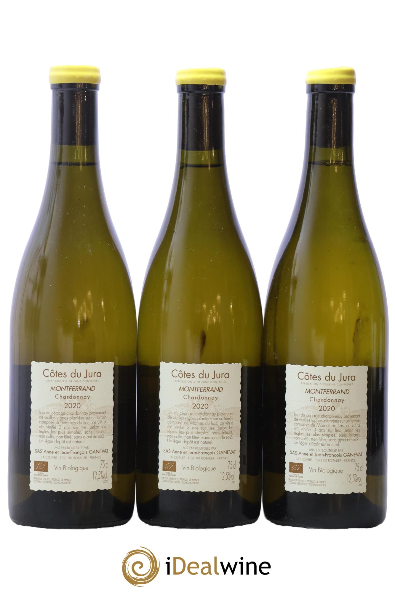 Côtes du Jura Montferrand chardonnay Anne et Jean François Ganevat 2020 - Lot de 3 bouteilles - 1